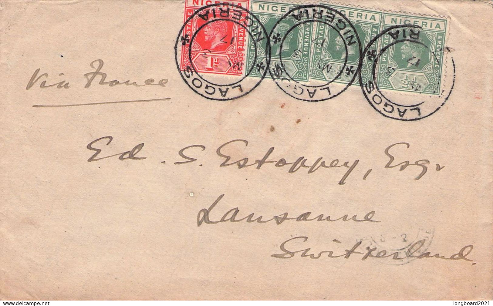 NIGERIA - LETTER 1917 LAGOS - LAUSANNE/CH / 5154 - Nigeria (...-1960)