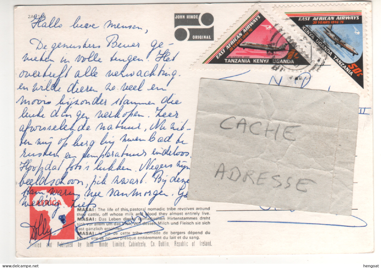 Timbres , Stamps Triangulaires " 30 Ans De L'east African Airways , Avions " Sur CP , Carte , Postcard De Mars 1976 - Kenya (1963-...)