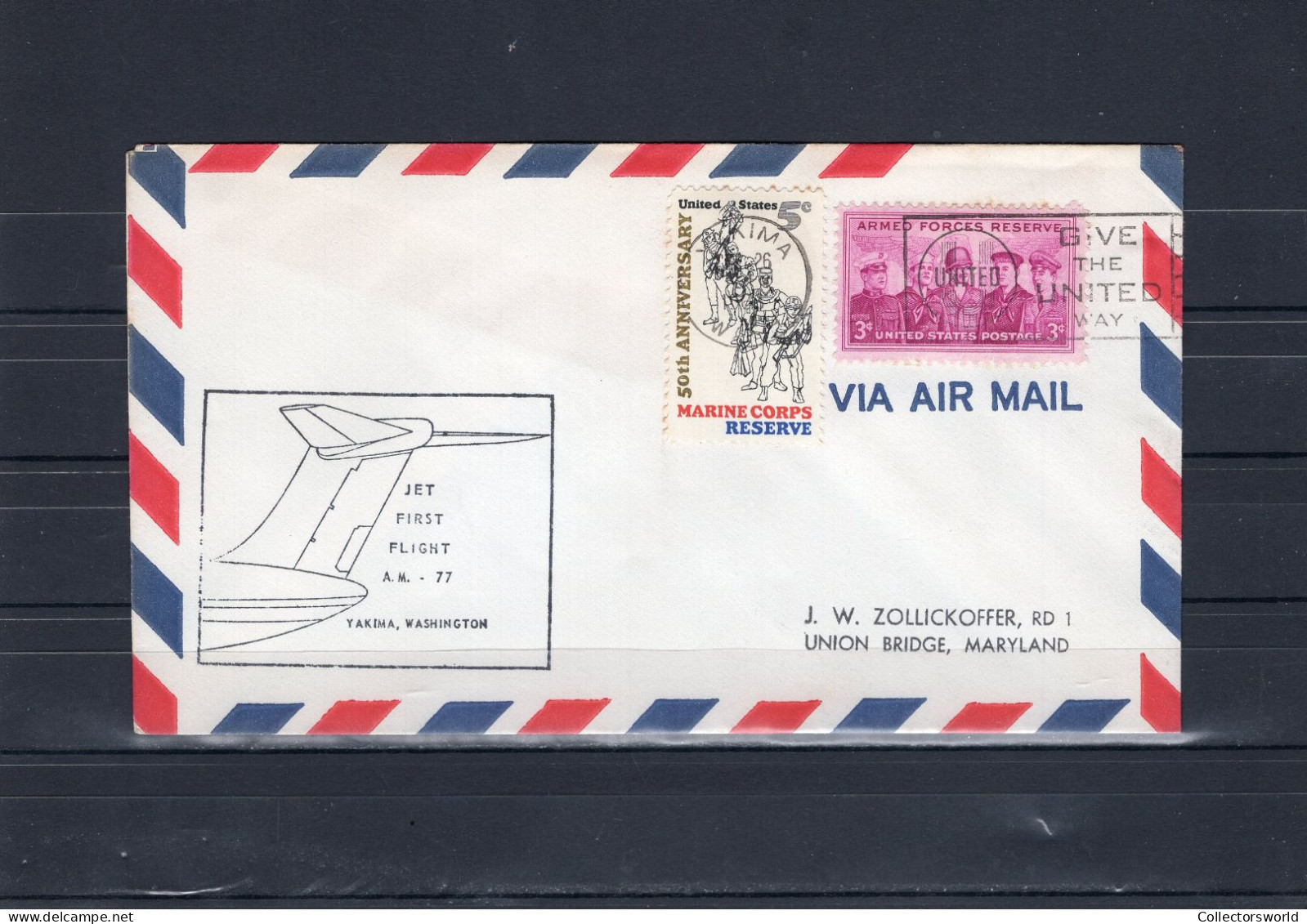 USA 1966 First Flight Cover Jet First Flight AM77 Yakima - Washington Black Ink - Sobres De Eventos