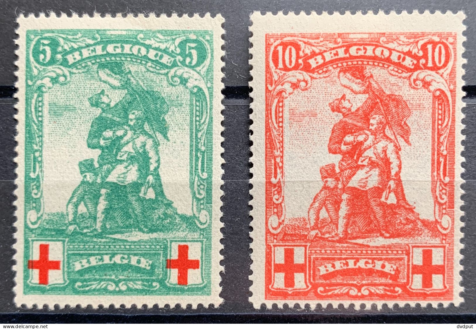 België, 1914, Nr 126/27,  VALS, ''Gevaarlijke Vervalsing'' Volgens OBP, Documentatie - 1914-1915 Croix-Rouge