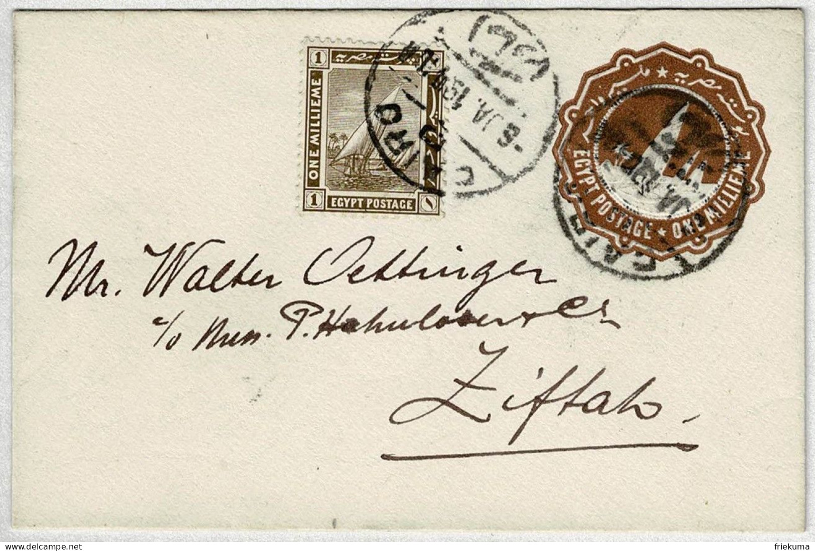 Aegypten / Egypt Postage 1919, Ganzsachen-Brief / Stationery Cairo - Zifta, Segelboote / Sailing Boats - 1915-1921 Britischer Schutzstaat