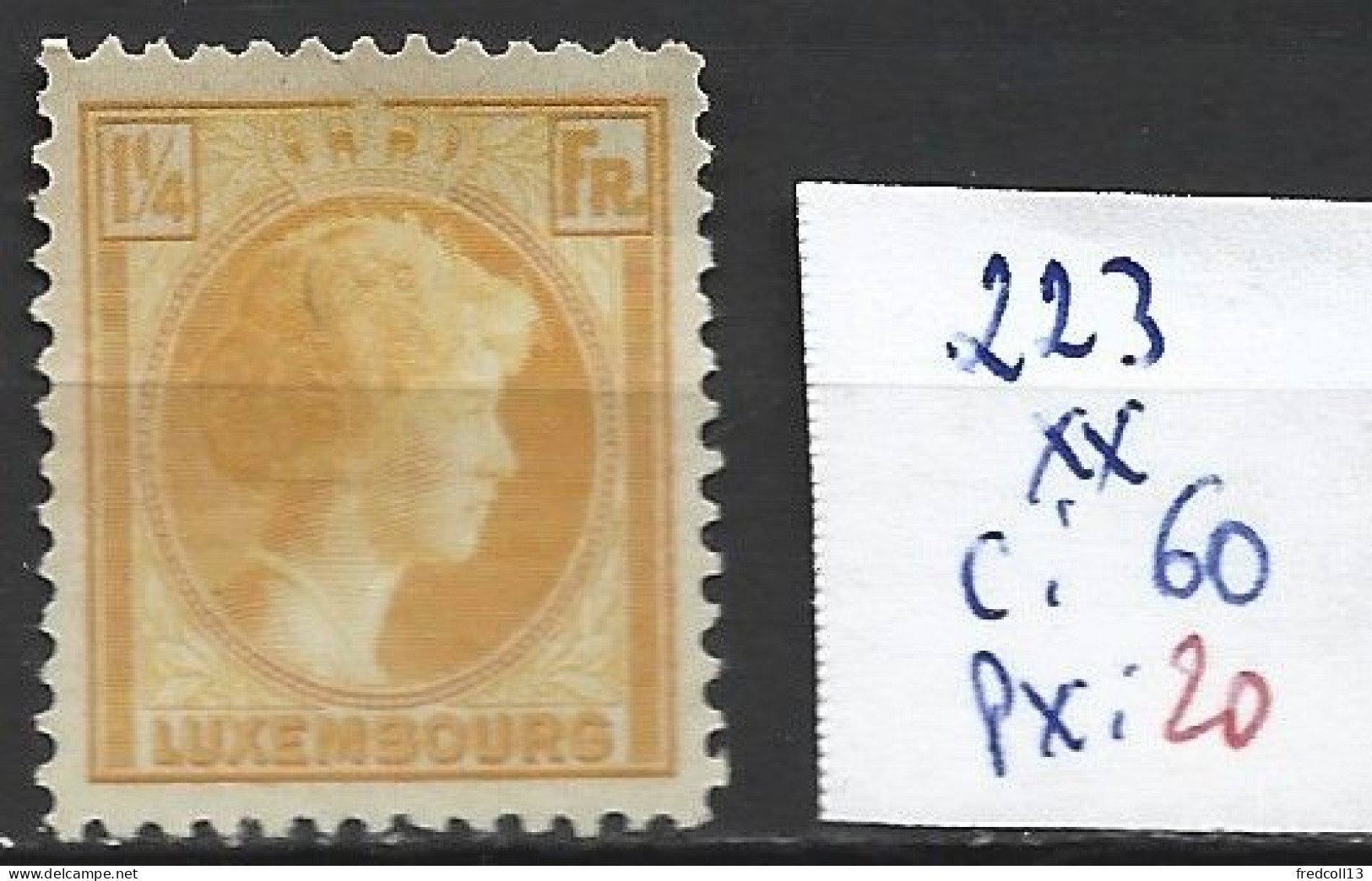 LUXEMBOURG 223 ** Côte 60 € - 1926-39 Charlotte Rechtsprofil