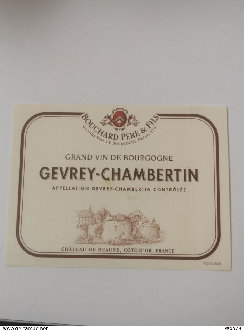 Étiquette Vin. Gevrey-Chambertin, Château De Beaune - Sonstige & Ohne Zuordnung