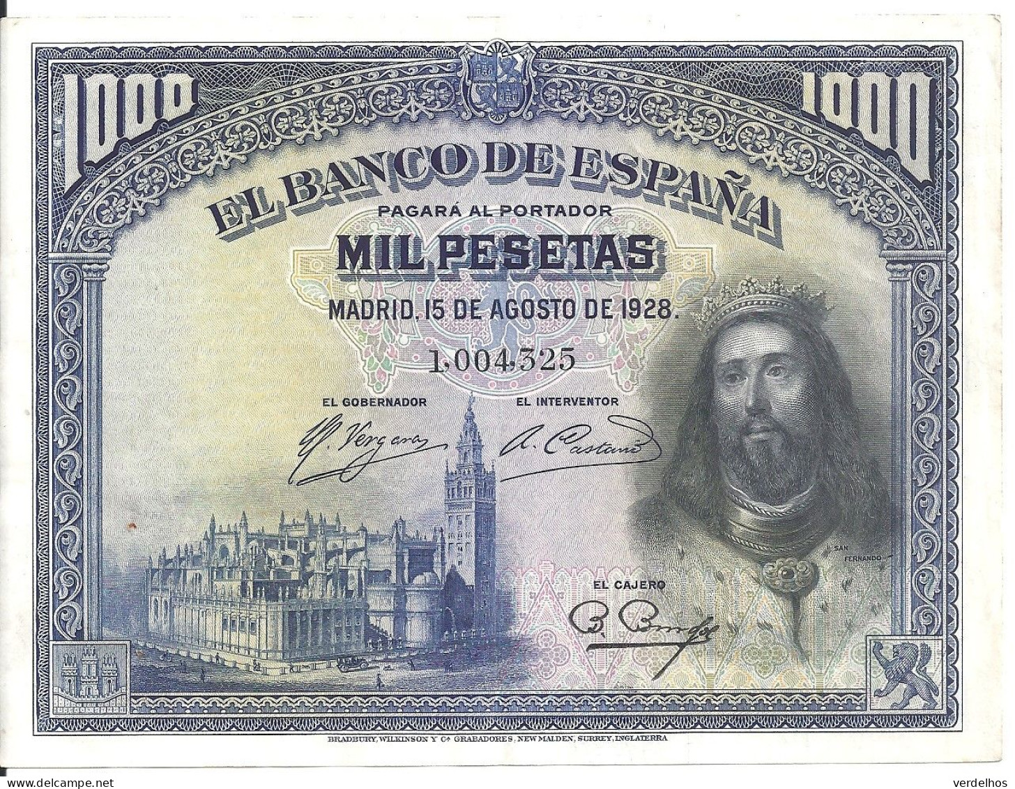 ESPAGNE 1000 PESETAS 1928 VF+ P 78 - 1000 Peseten