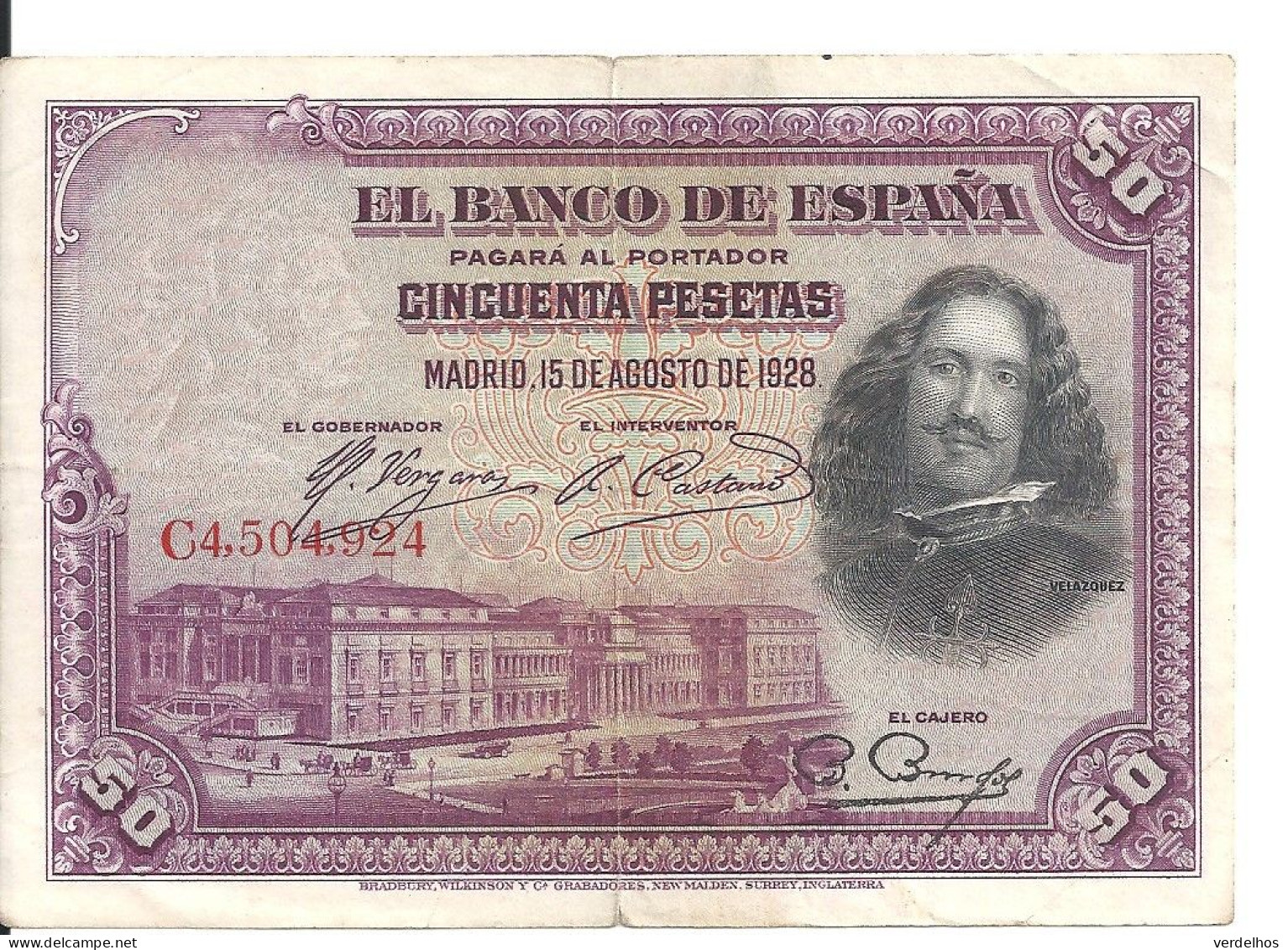 ESPAGNE 50 PESETAS 1928 VF+ P 75 - 50 Peseten