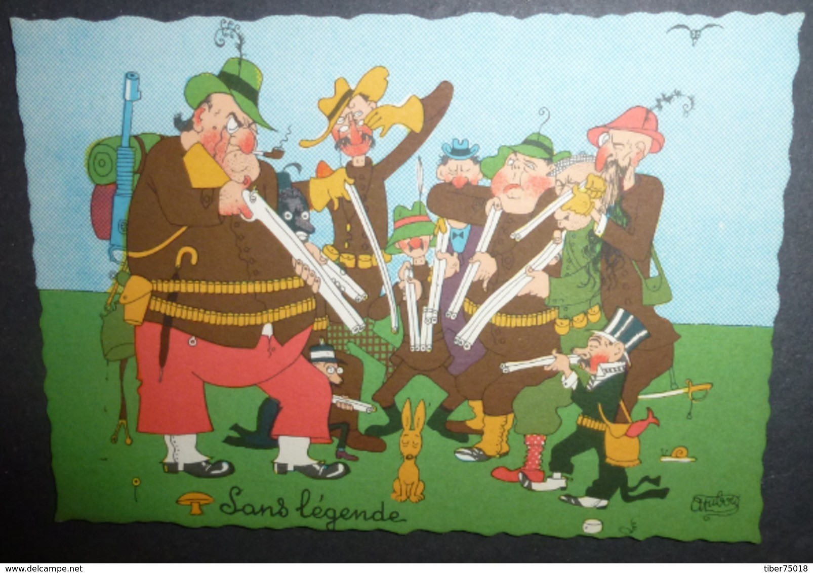 Carte Postale - Illustration A. Dubout (1958) Les Editions Du Moulin (chasseurs - Lapin) - Dubout