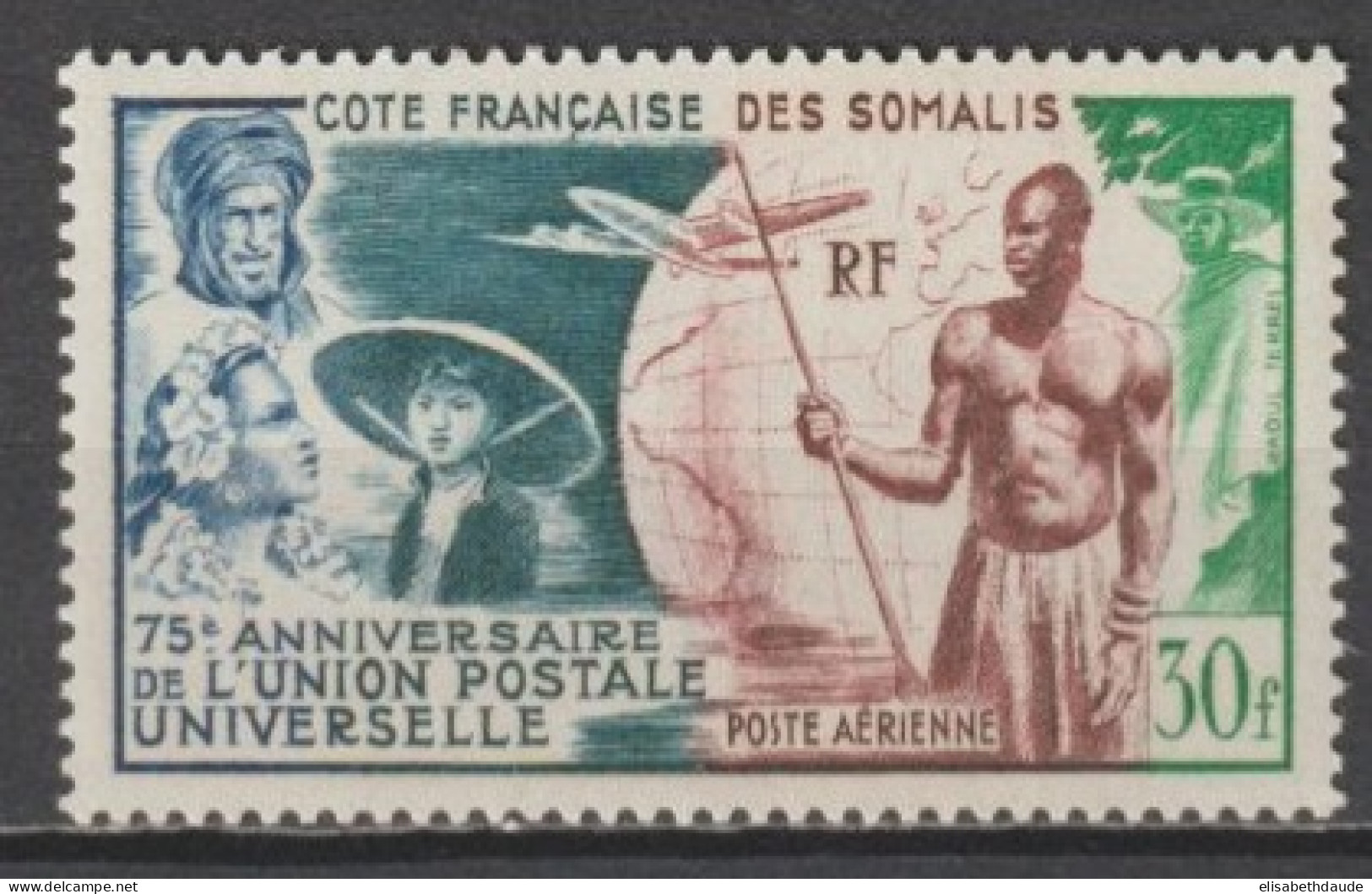 COTE DES SOMALIS - 1949 - ANNEE COMPLETE YVERT POSTE AERIENNE N°23 ** MNH - COTE = 20 EUR. - UPU - Unused Stamps