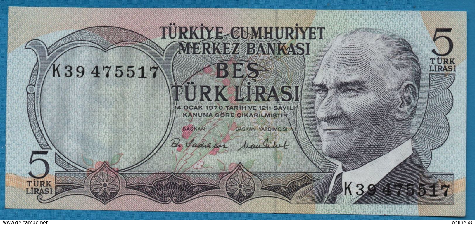 TURKEY 5 LIRASI L. 1970 # K39 475517 P# 185 Atatürk - Turquie