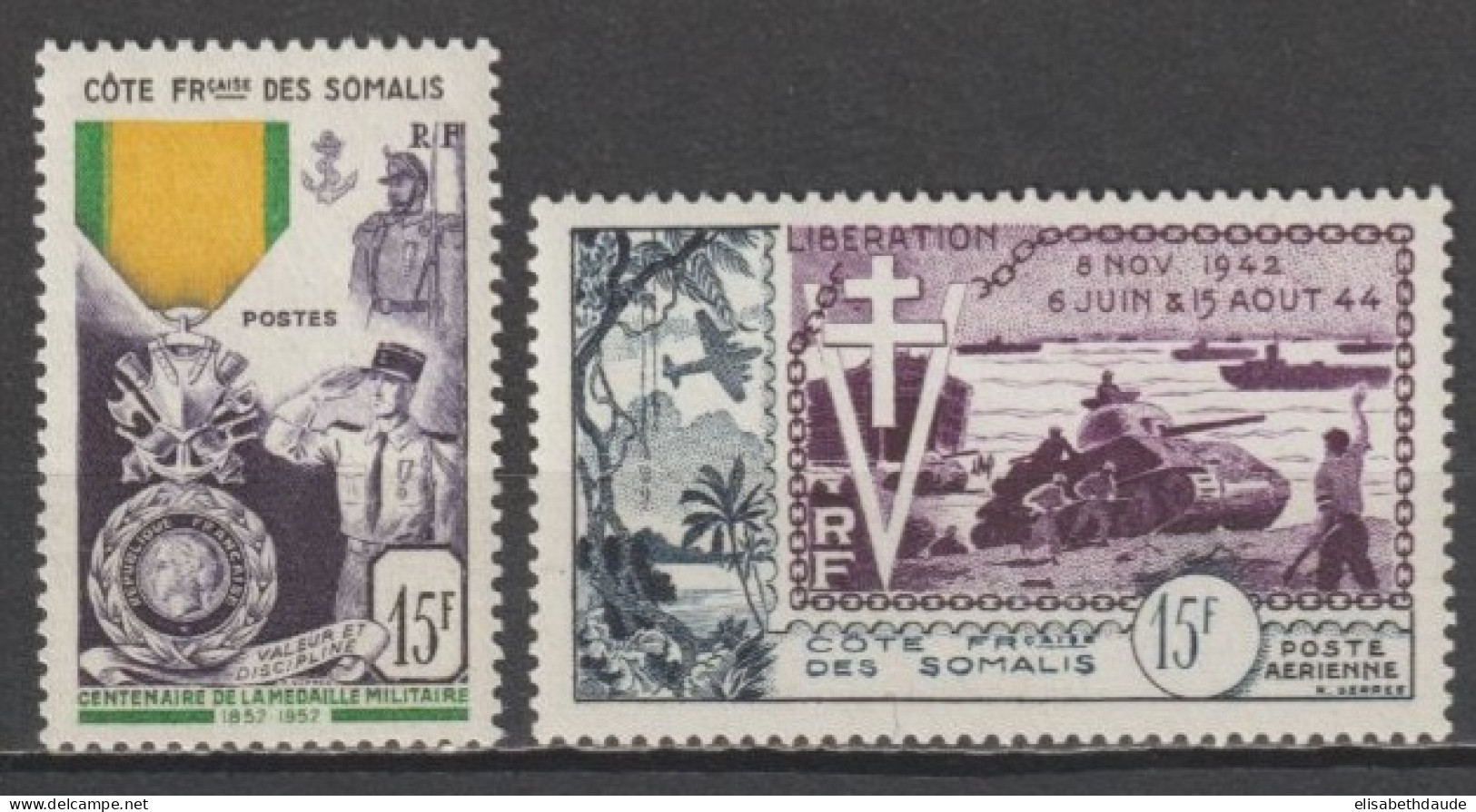 COTE DES SOMALIS - 1950/1954 - ANNEES COMPLETES Avec POSTE AERIENNE YVERT N°284 + A24 ** MNH - COTE = 34 EUR. - Neufs