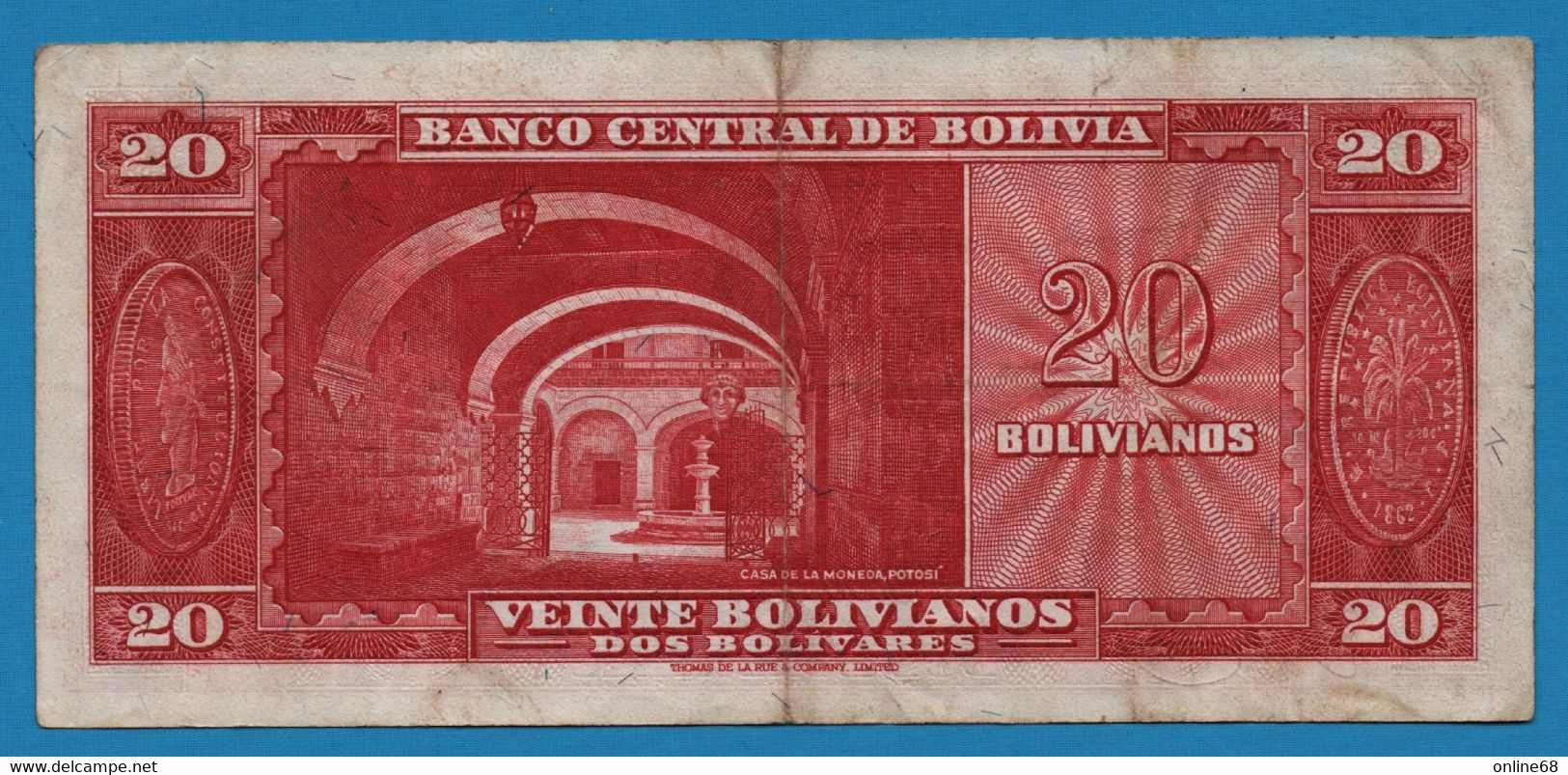 BOLIVIA 20 Bolivianos  L. 20.12.1945  # P 258611  P# 140   Simón Bolívar - Bolivia