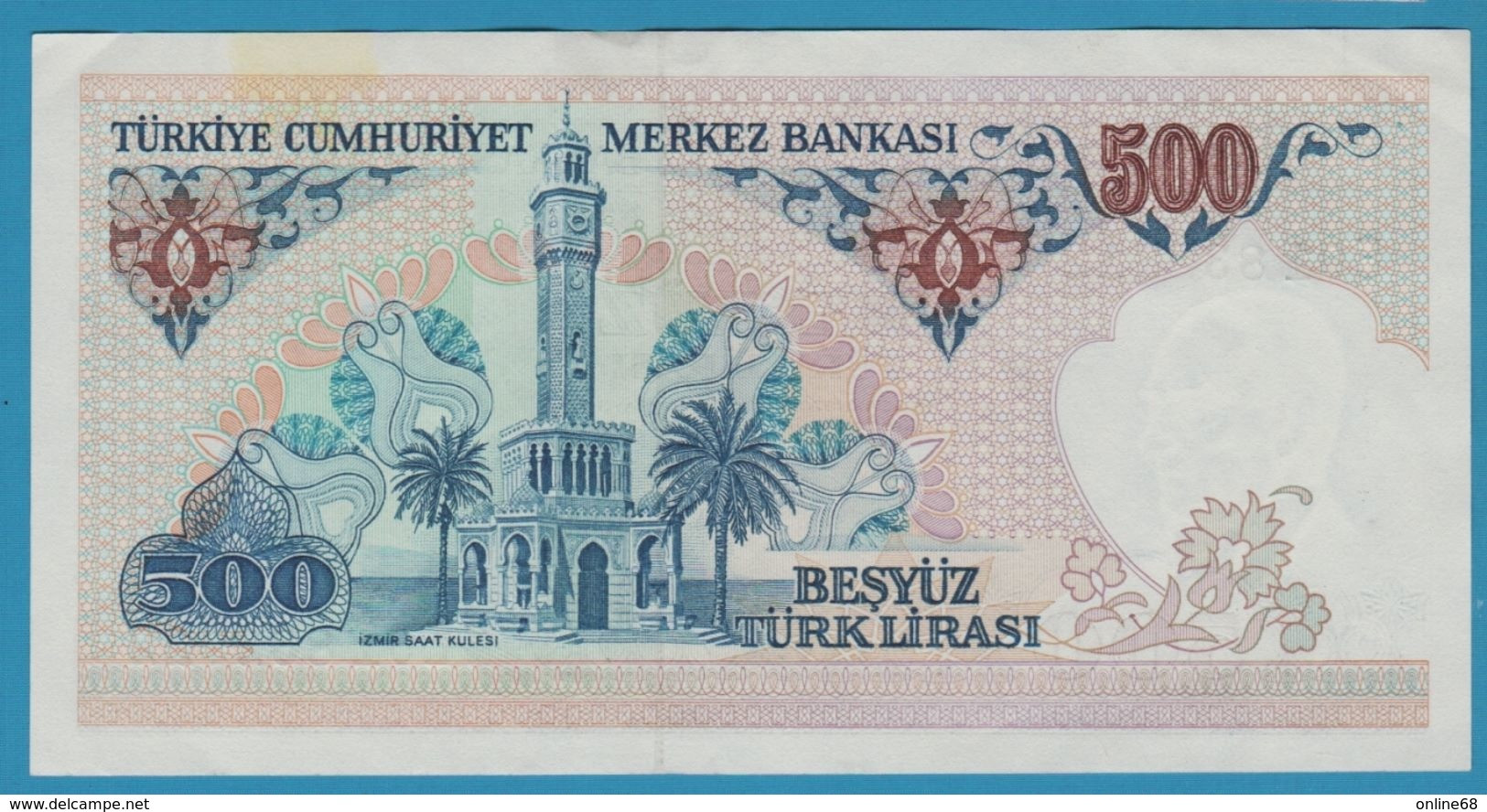 TURQUIE 500 Türk Lirası L. 1970 (1984-2002) Serie E01 P# 195 Atatürk Clock Tower, Izmir - Turchia