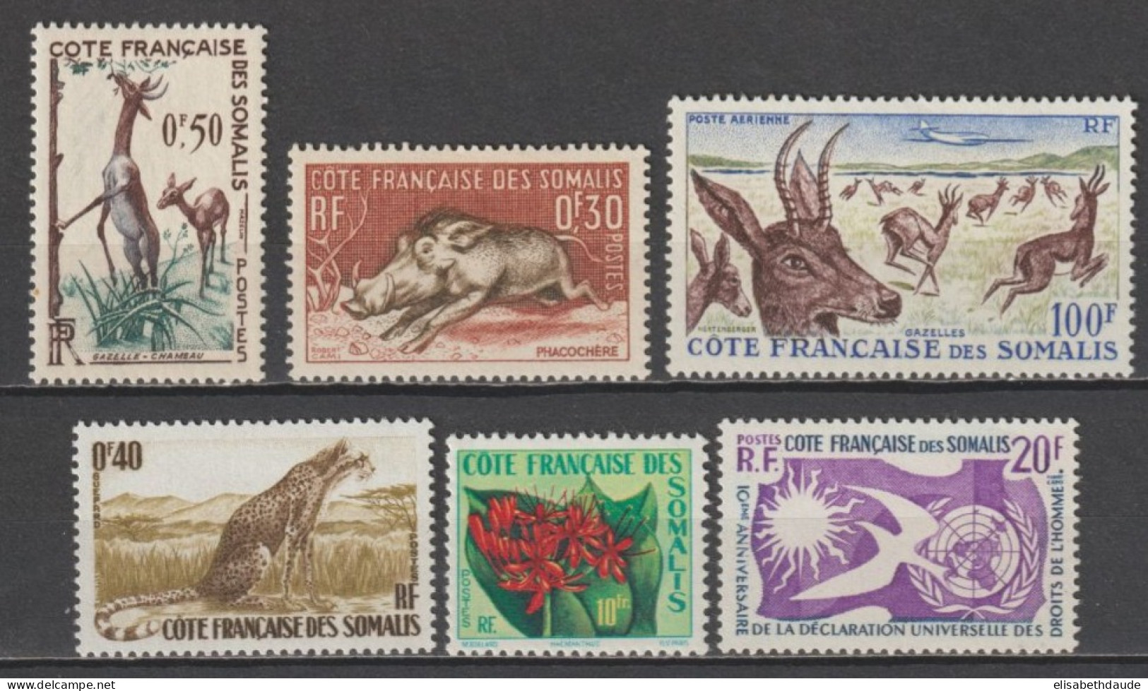 COTE DES SOMALIS - 1958 - ANNEE COMPLETE Avec POSTE AERIENNE YVERT N°287/291 + A26 ** MNH - COTE = 27 EUR. - - Ungebraucht