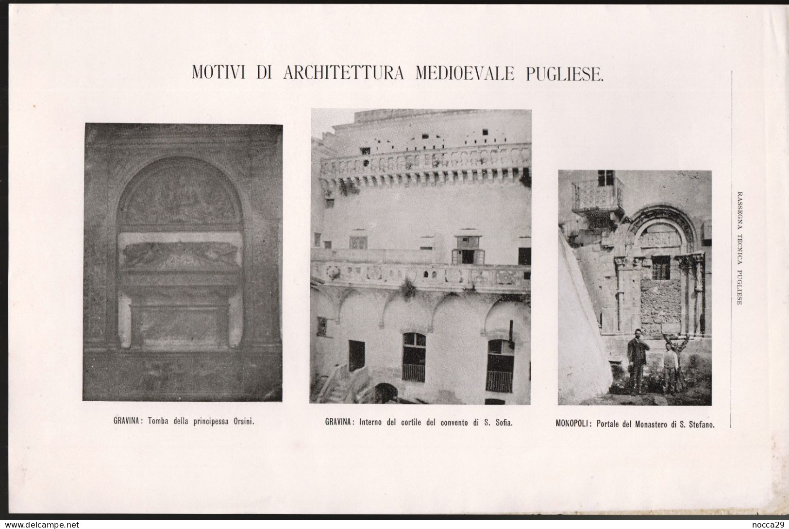 RIVISTA DEL 1903 - RASSEGNA TECNICA PUGLIESE - PORTALE DEL MONASTERO DI S.STEFANO IN MONOPOLI - BARI (STAMP329) - Wissenschaften