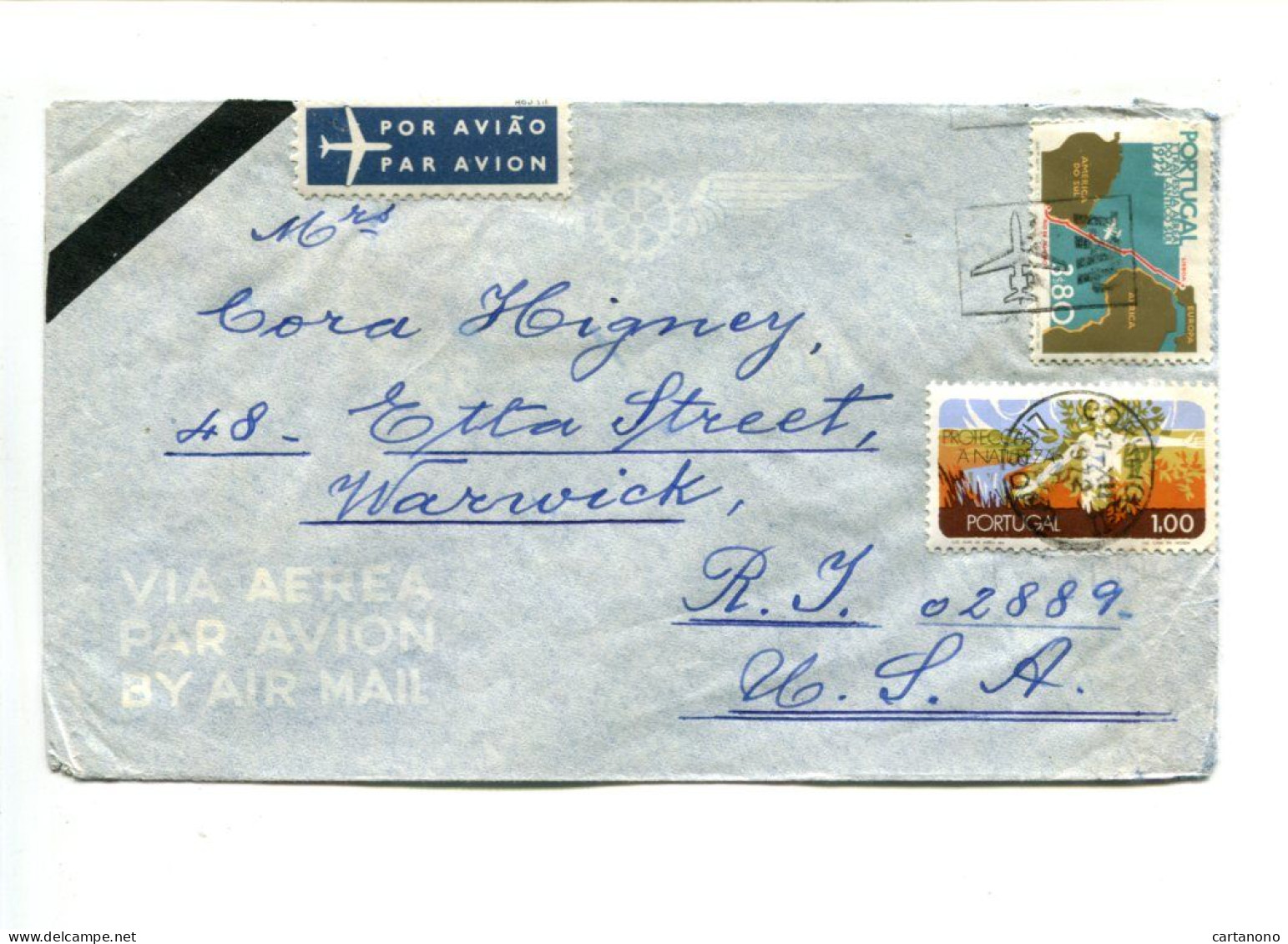 PORTUGAL - Affr. Sur Lettre Par Avion Pour Les U.S.A. (lettre De Deuil) - Covers & Documents