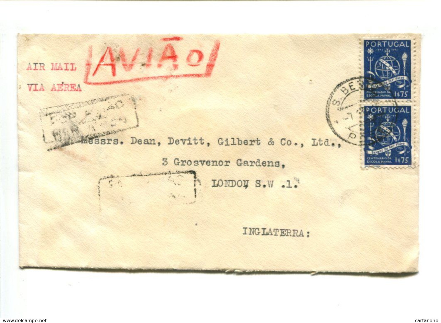 PORTUGAL - Affr. Sur Lettre Par Avion Pour L'Angleterre - - Covers & Documents