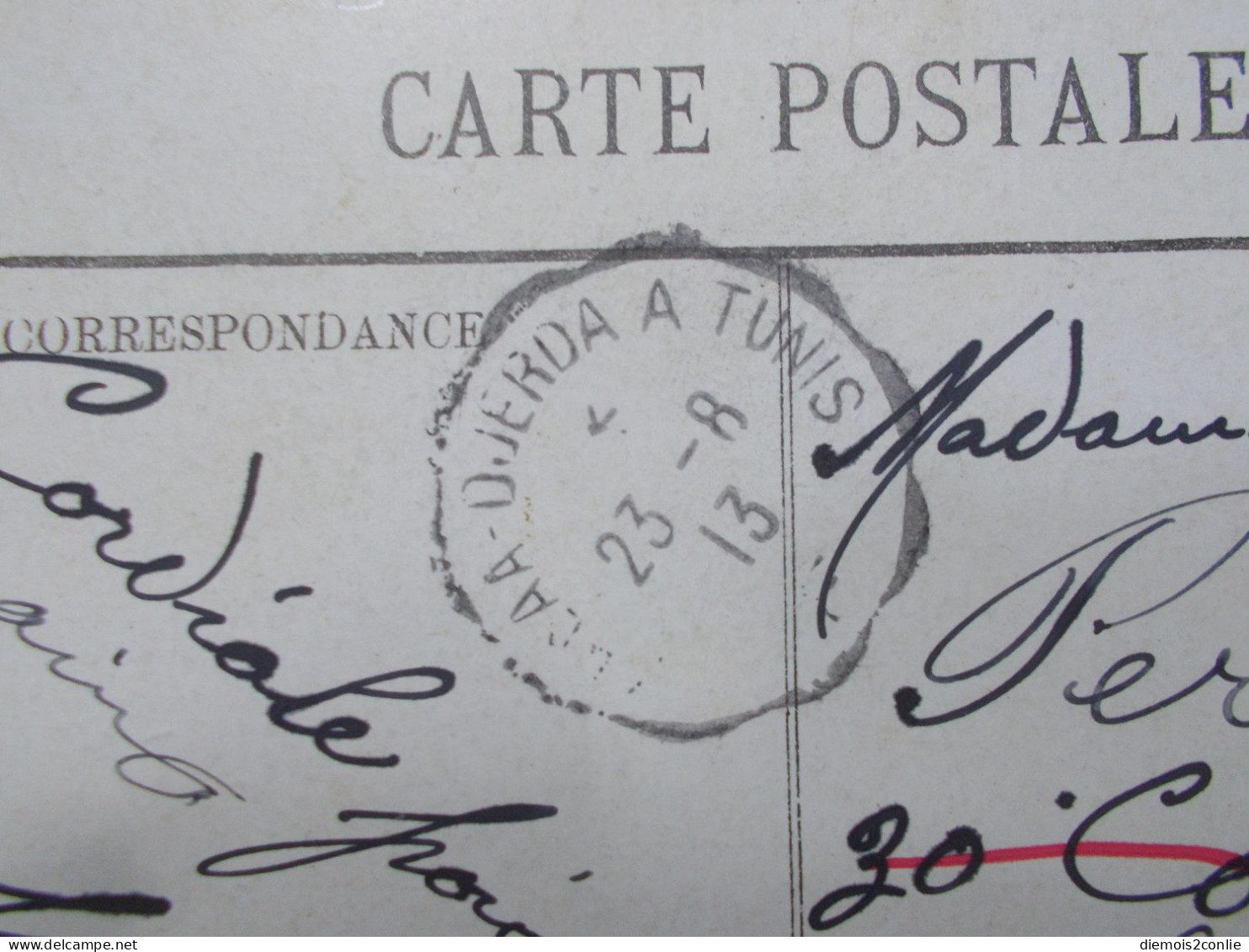 Marcophilie - Carte Postale Bédouine Oblitération Ambulant KALAA DJERDA  A TUNIS 1913 (2934) - Lettres & Documents