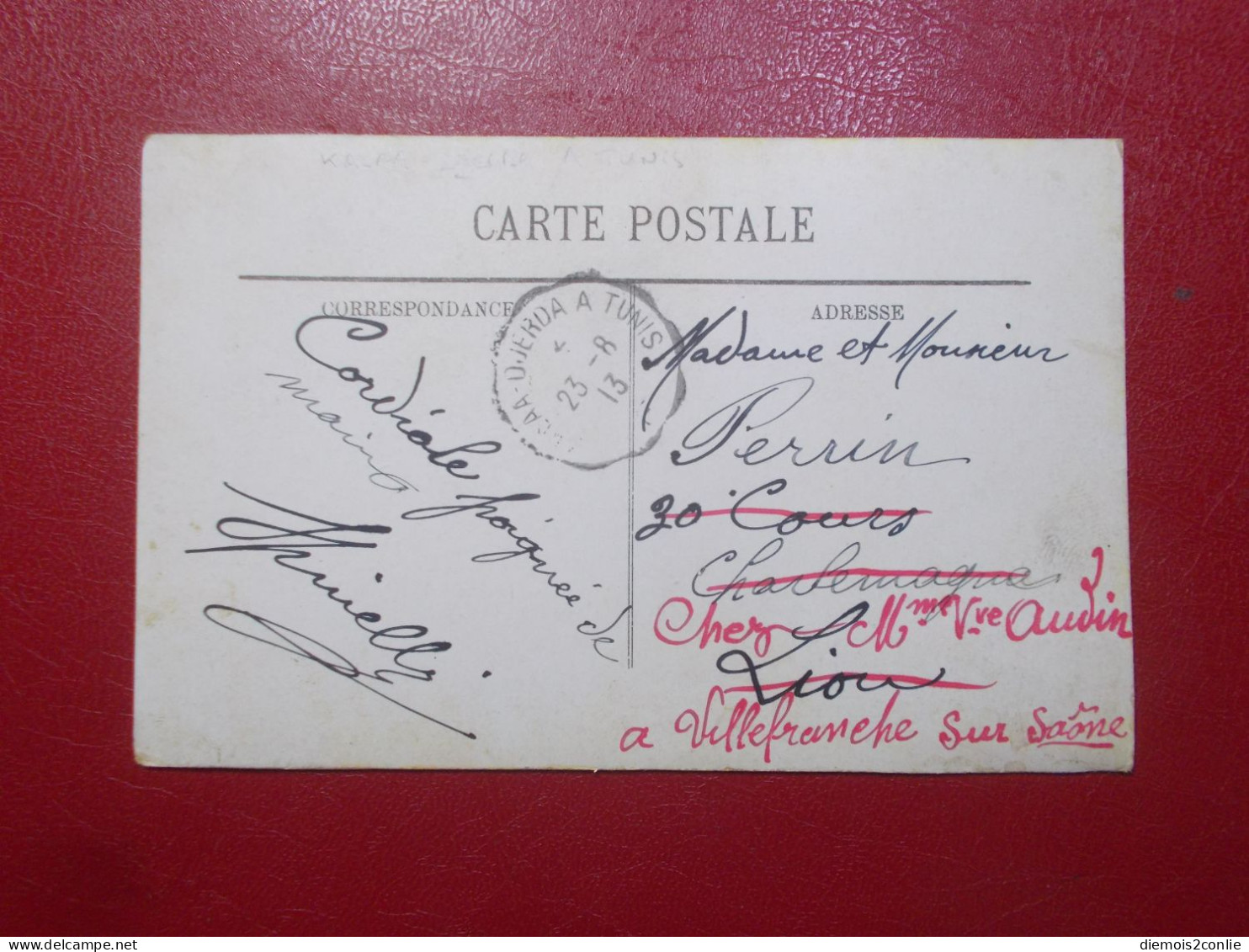 Marcophilie - Carte Postale Bédouine Oblitération Ambulant KALAA DJERDA  A TUNIS 1913 (2934) - Covers & Documents