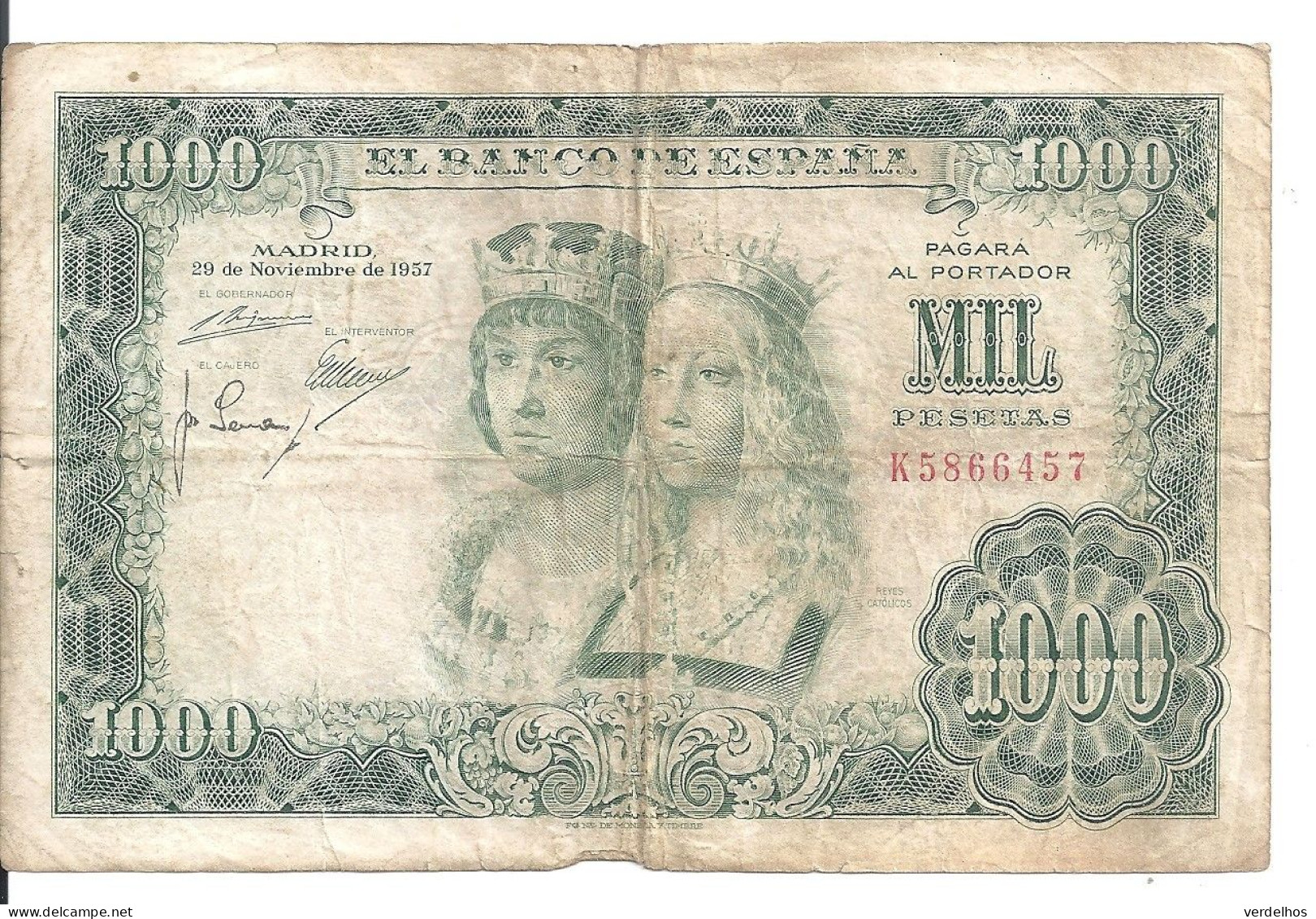 ESPAGNE 1000 PESETAS 1957 VG+ P 149 - 1000 Peseten