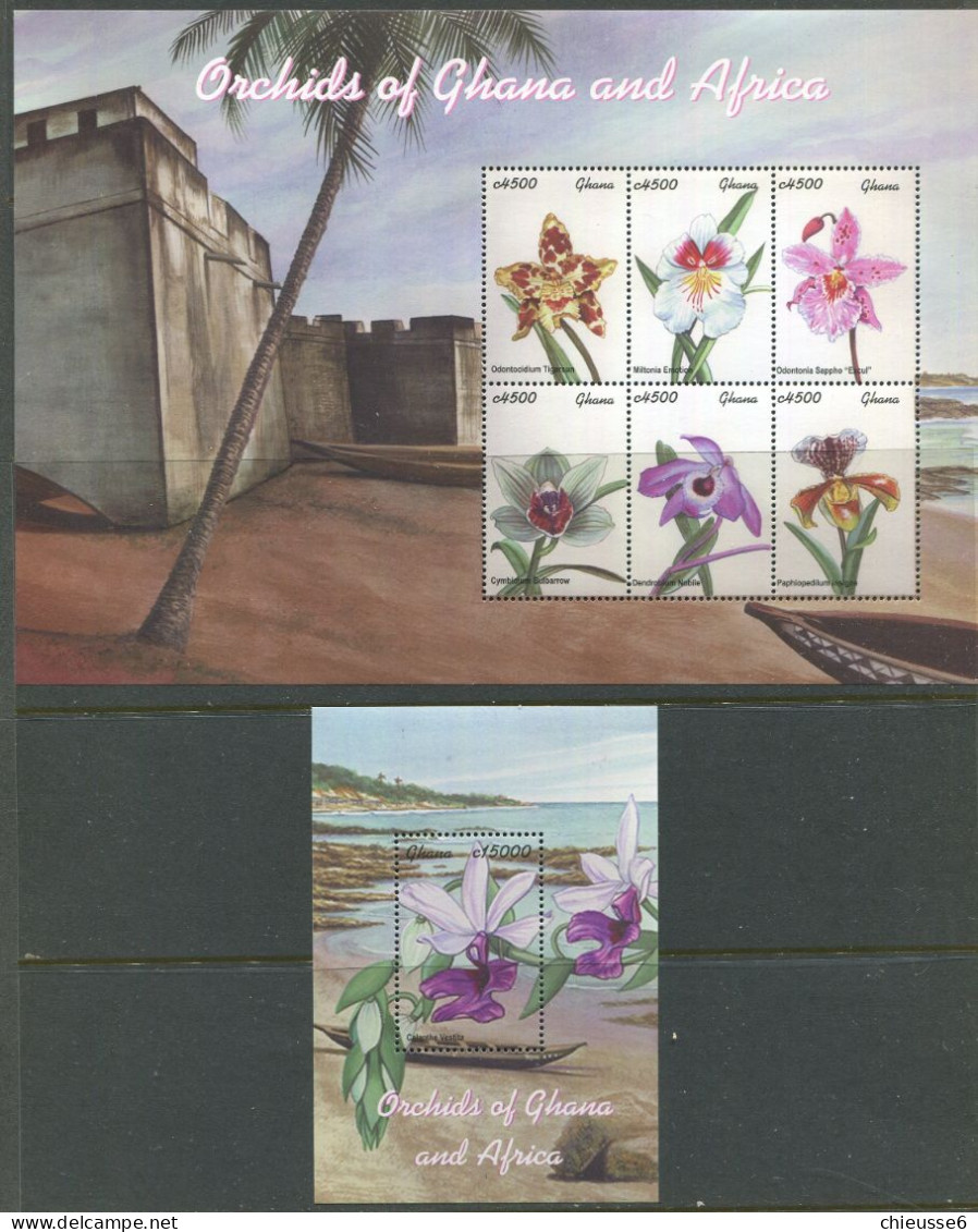 Ghana ** N° 2751 à 2756 En Feuillet - Bloc N° 417 - Orchidées - Ghana (1957-...)