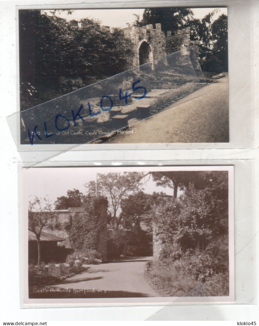 Angleterre - LOT 2 Cartes Photo Ruins Of Old Castle Grounds Hertford - Enter - CPA Coates H. N° 3192 Et 5 - Herefordshire