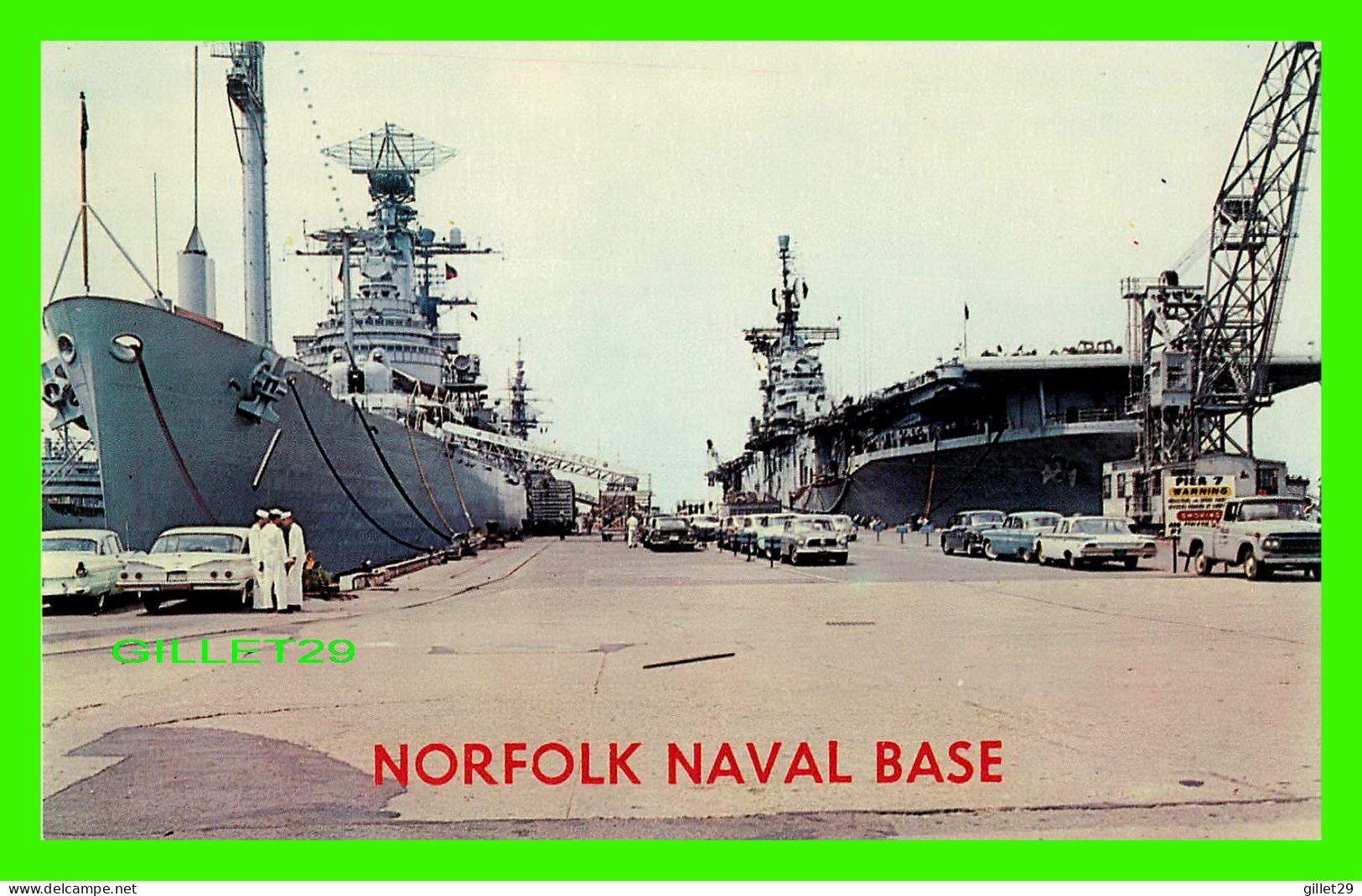 NORFOLK, VA - THE WORLD'S LARGEST NAVAL BASE - ANIMATED WAR SHIP AND OLD CARS - DEXTER PRESS - - Norfolk