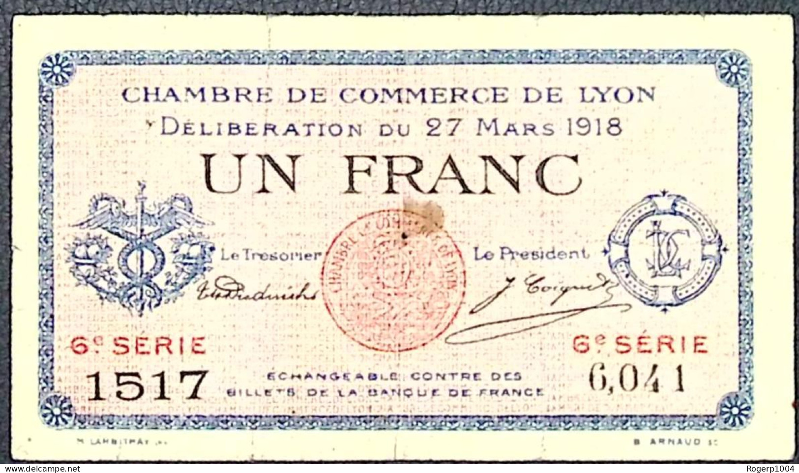 FRANCE * 50 Centimes * Chambre De Commerce De Lyon *  27/03/1918 * Etat/Grade TB/F - Bons & Nécessité