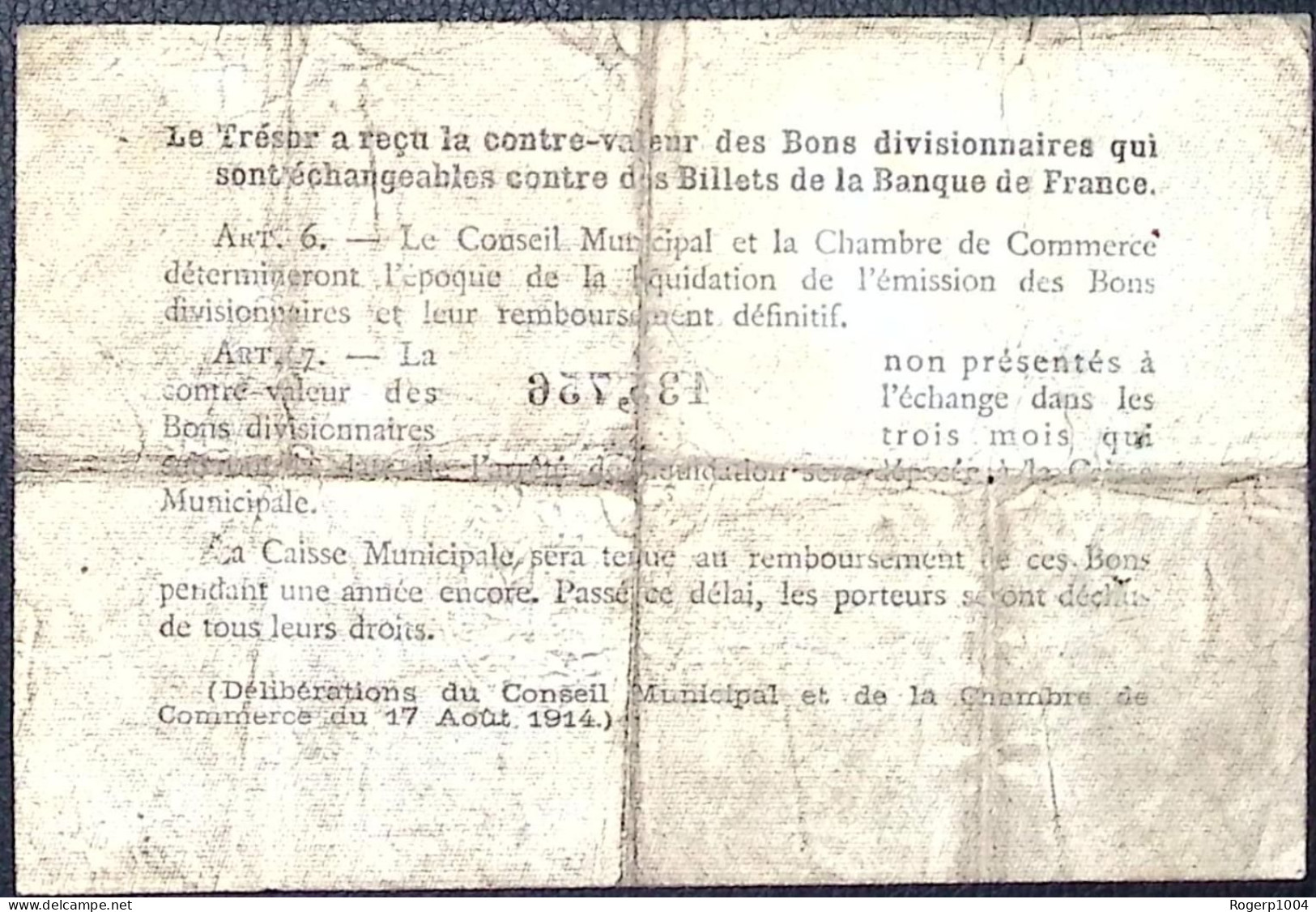 FRANCE * 50 Centimes * Chambre De Commerce De Rouen *  1918 * Etat/Grade B/VG - Bons & Nécessité