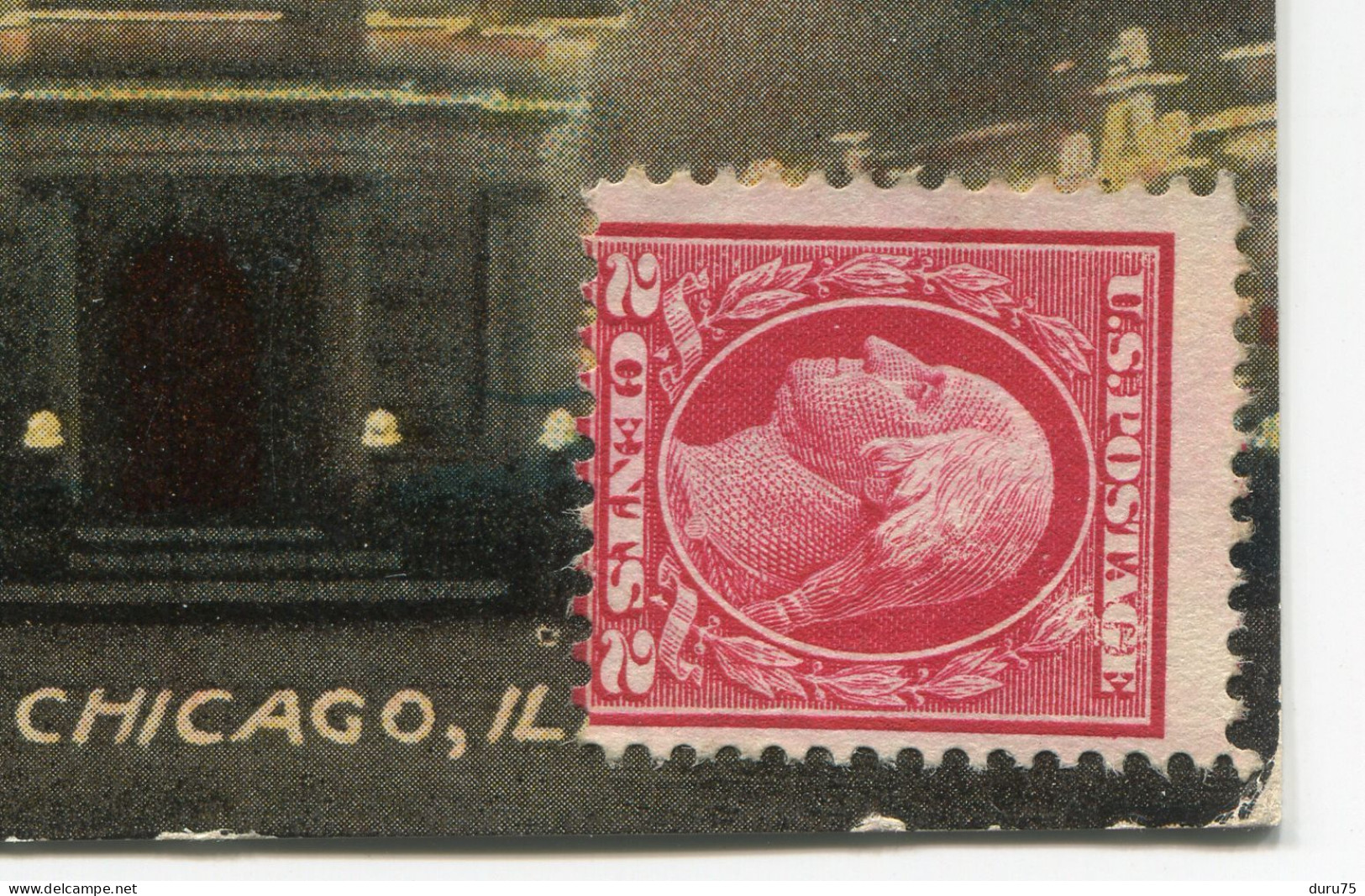 Washington George 2 Cents Carmin 1912 . Non Oblitéré . Sur Carte Voyagé 1914 Chicago Tower White City - 1901-20