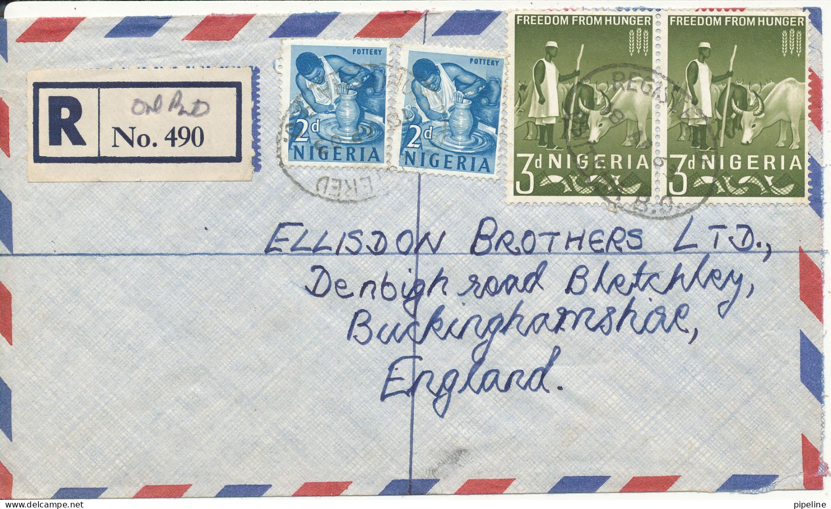 Nigeria Registered Air Mail Cover Sent To England 18-4-1963 - Nigeria (1961-...)