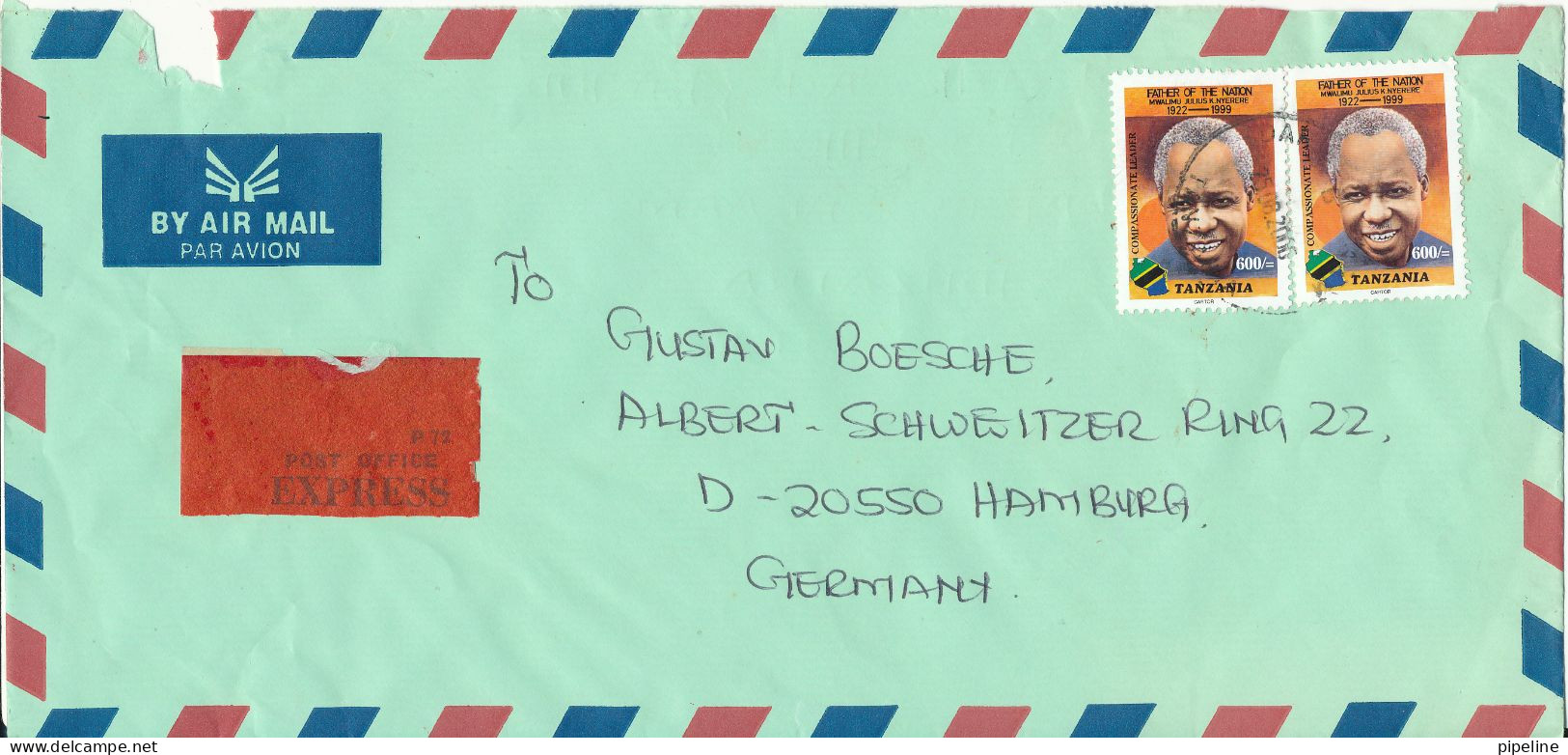 Tanzania Air Mail Cover Sent Express To Germany 25-8-1996 - Tanzanie (1964-...)