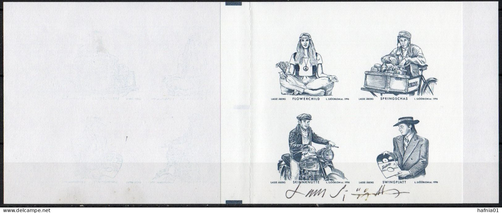 Lars Sjööblom. Sweden 1996. Day Of The Stamp. Michel 1964-1967 Test Booklet . Blackprint. Signed. - Essais & Réimpressions