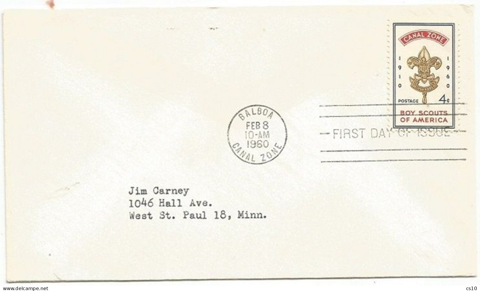 Scout Canal Zone Issue 1960 C.4 FDC Balboa 8feb60 - Kanalzone