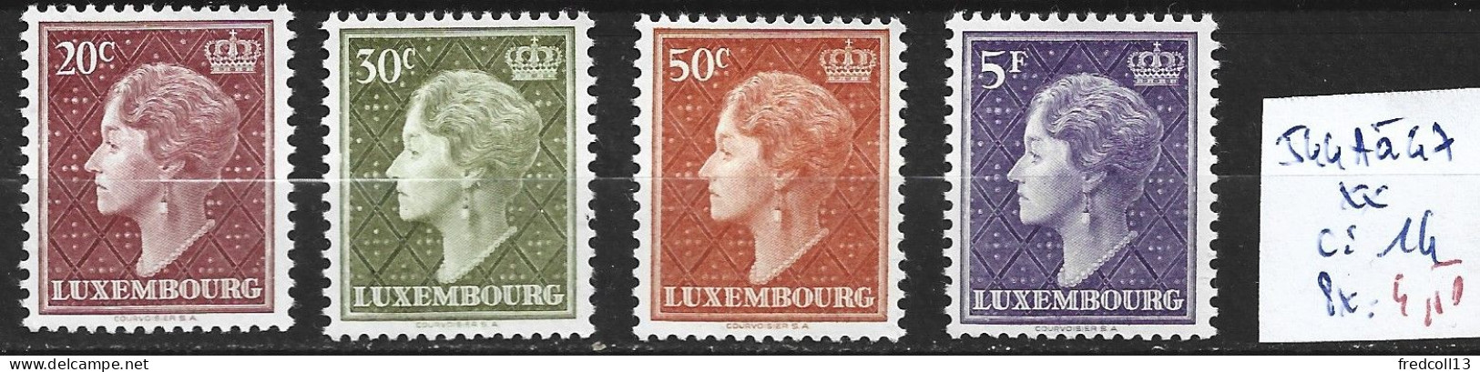 LUXEMBOURG 544A à 47 ** Côte 14 € - 1948-58 Charlotte De Profil à Gauche