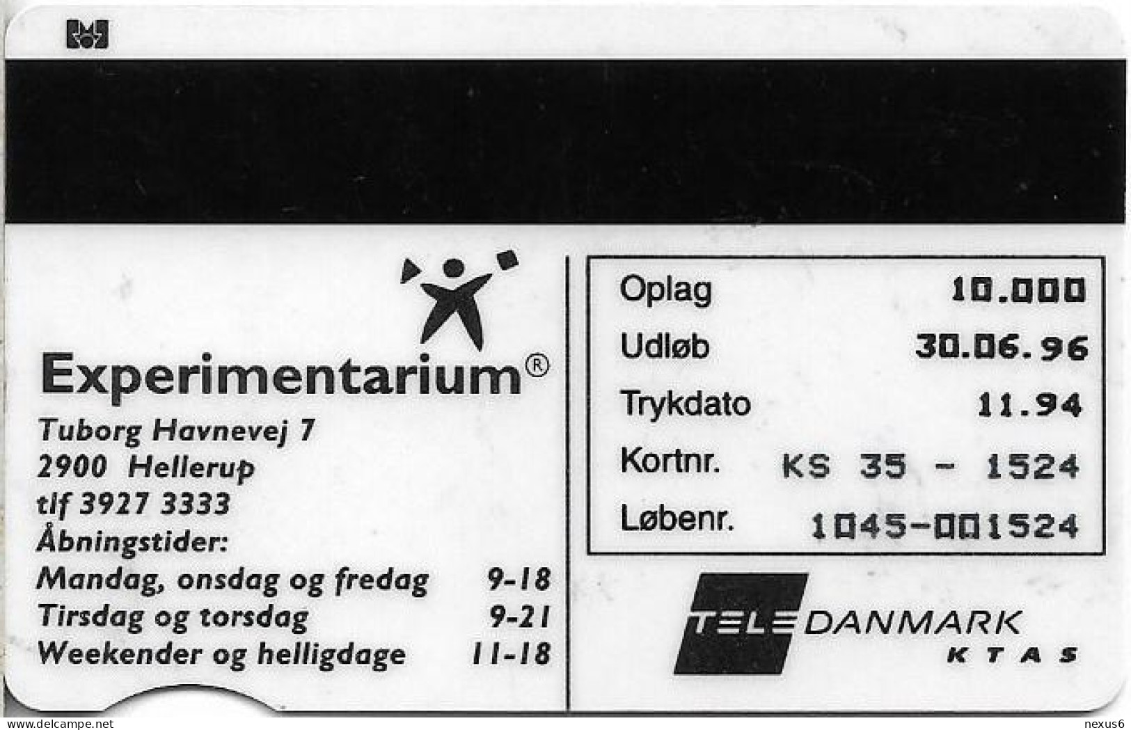 Denmark - KTAS - Experimentarium - TDKS035 - 11.1994, 20kr, 10.000ex, Used - Dänemark