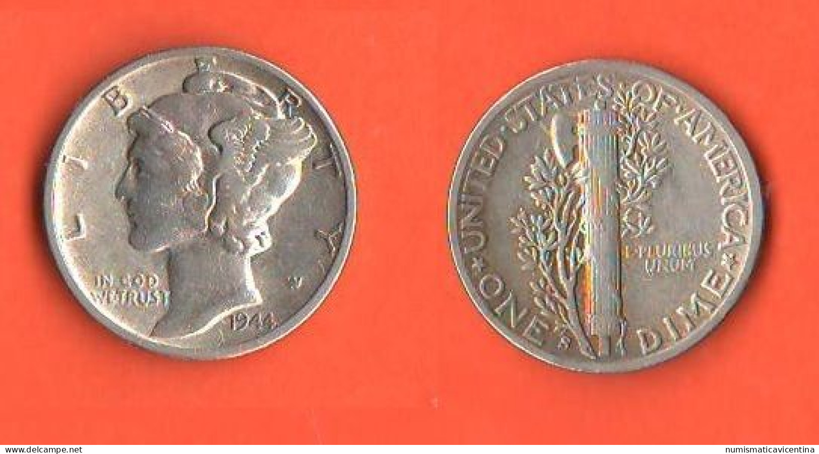 America Dime 1944 S USA 10 Cents Mercury America XXX - 1916-1945: Mercury (kwik)