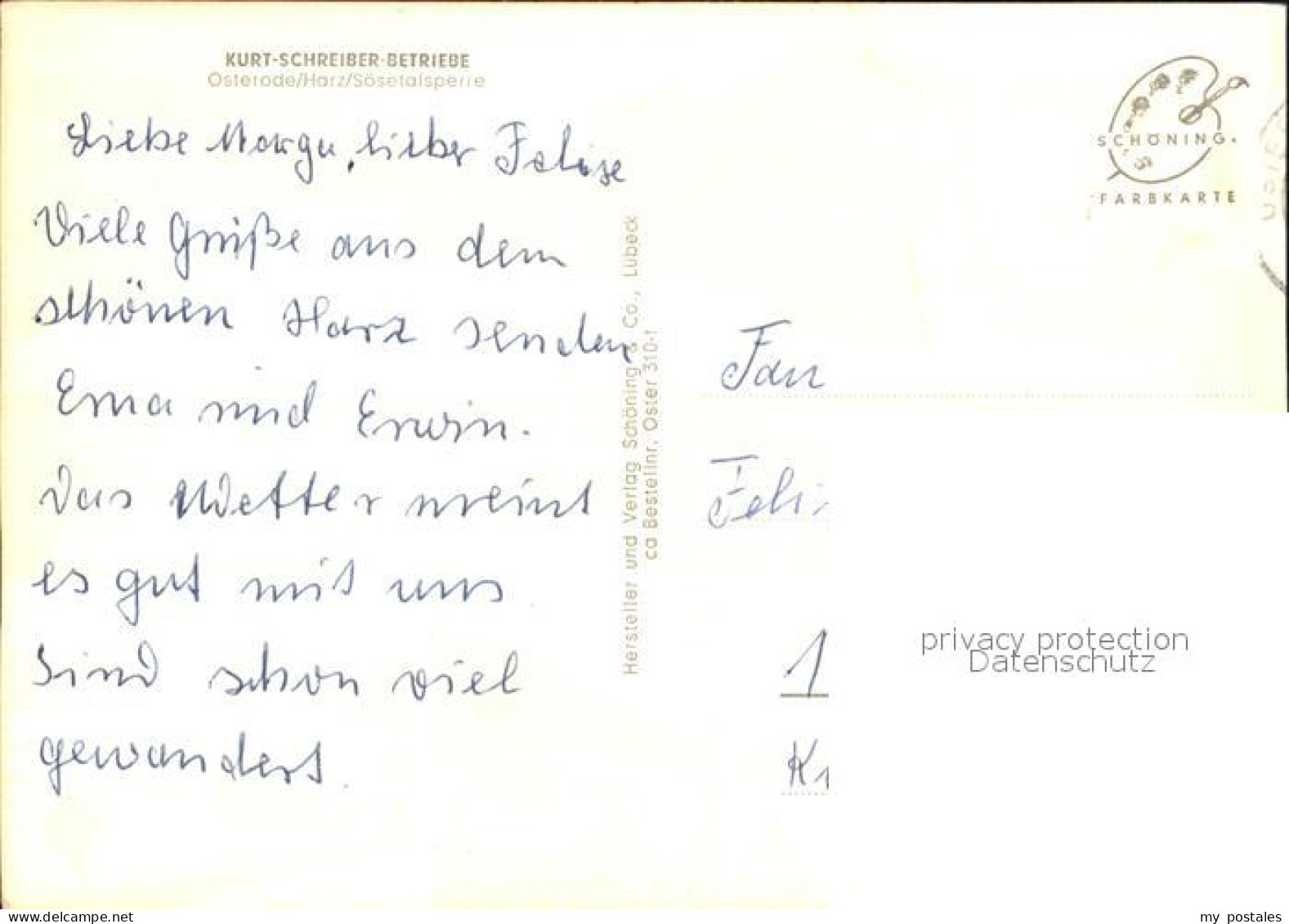 72557492 Osterode Harz Kurt Schreiber Betriebe Soesetalsperre Osterode Am Harz - Osterode