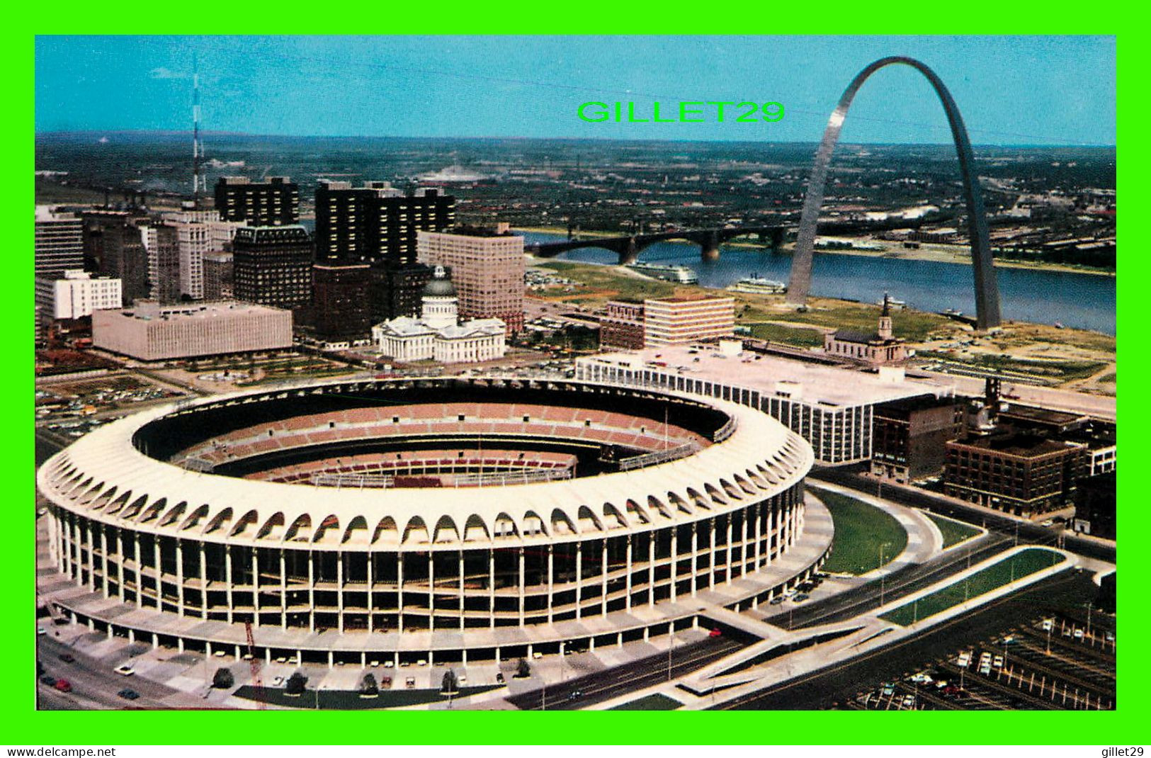 ST LOUIS, MO - THE BUSH MEMORIAL STADIUM & GATEWAY ARCH AERIAL VIEW - - St Louis – Missouri