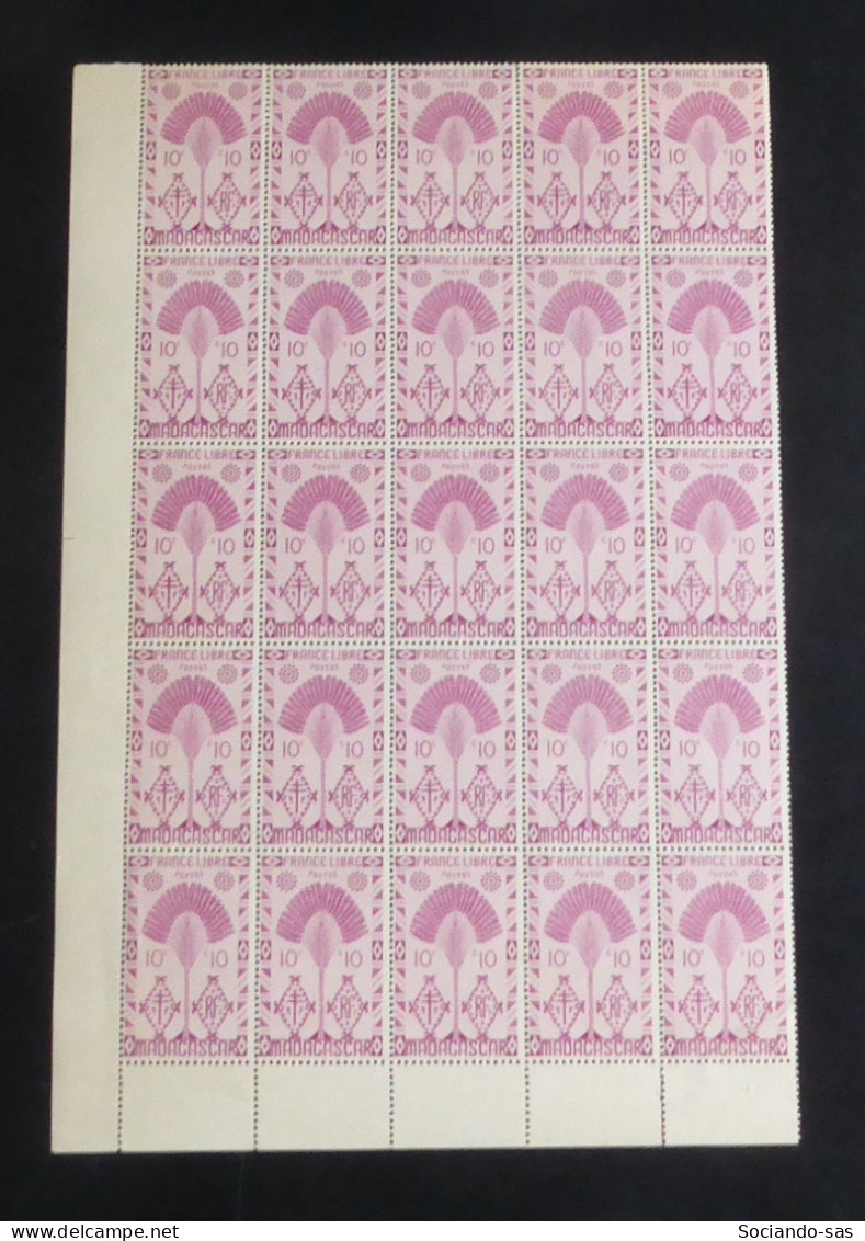 MADAGASCAR - 1943 - N°YT. 266 - 10c Lilas-rose - Bloc De 25 Bord De Feuille - Neuf Luxe ** / MNH / Postfrisch - Unused Stamps