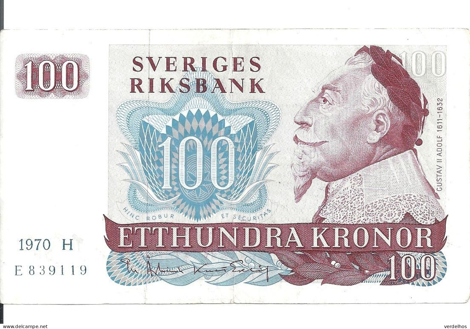 SUEDE 100 KRONOR 1970 VF+ P 54 A - Schweden