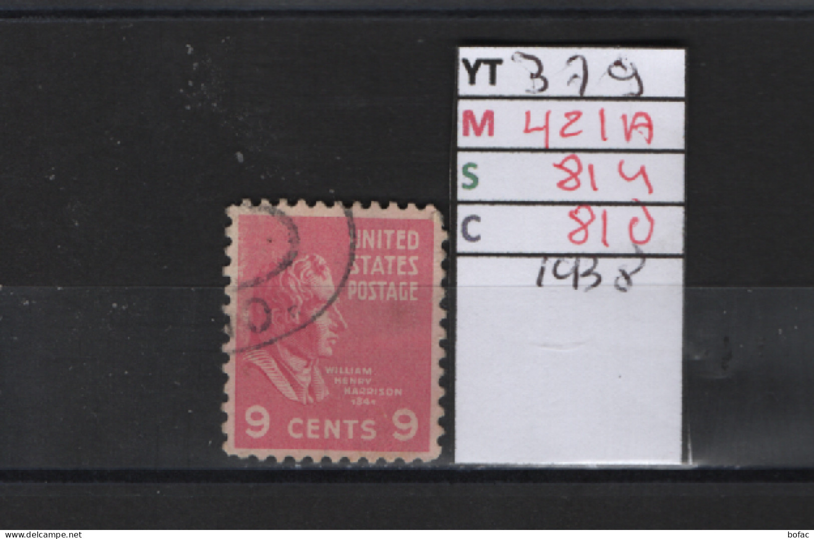 PRIX FIXE Obl  379 YT 421A MIC 814 SCO 810 GIB William Henry Harrison 1938 Etats Unis 58/02 - Used Stamps