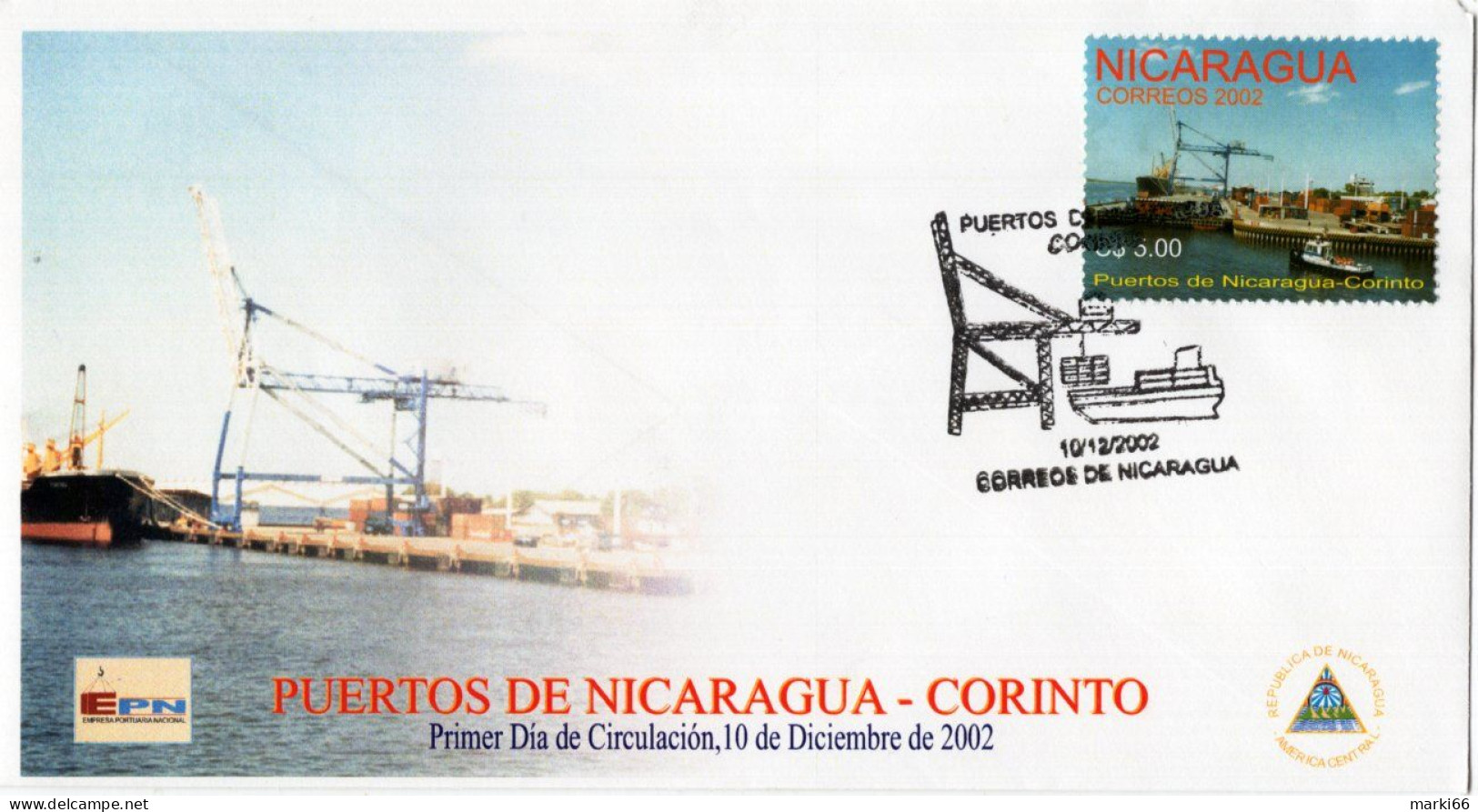 Nicaragua - 2002 - Ports Of Nicaragua - Corinto - FDC (first Day Cover) - Nicaragua