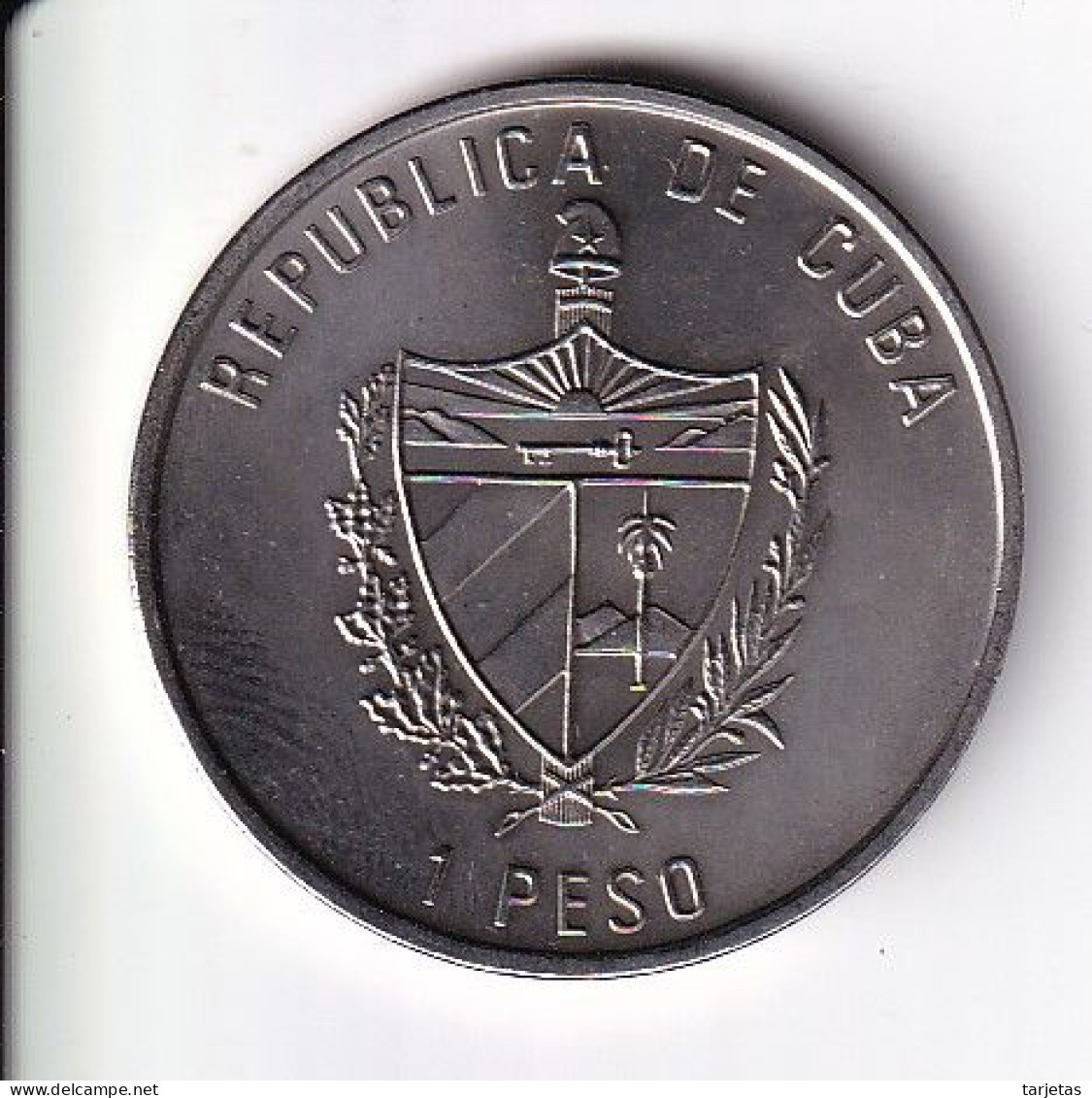MONEDA DE CUBA DE 1 PESO DEL AÑO 1992 - AÑO DE ESPAÑA - PALAU SANT JORDI DE BARCELONA (NUEVA-UNC) - Kuba