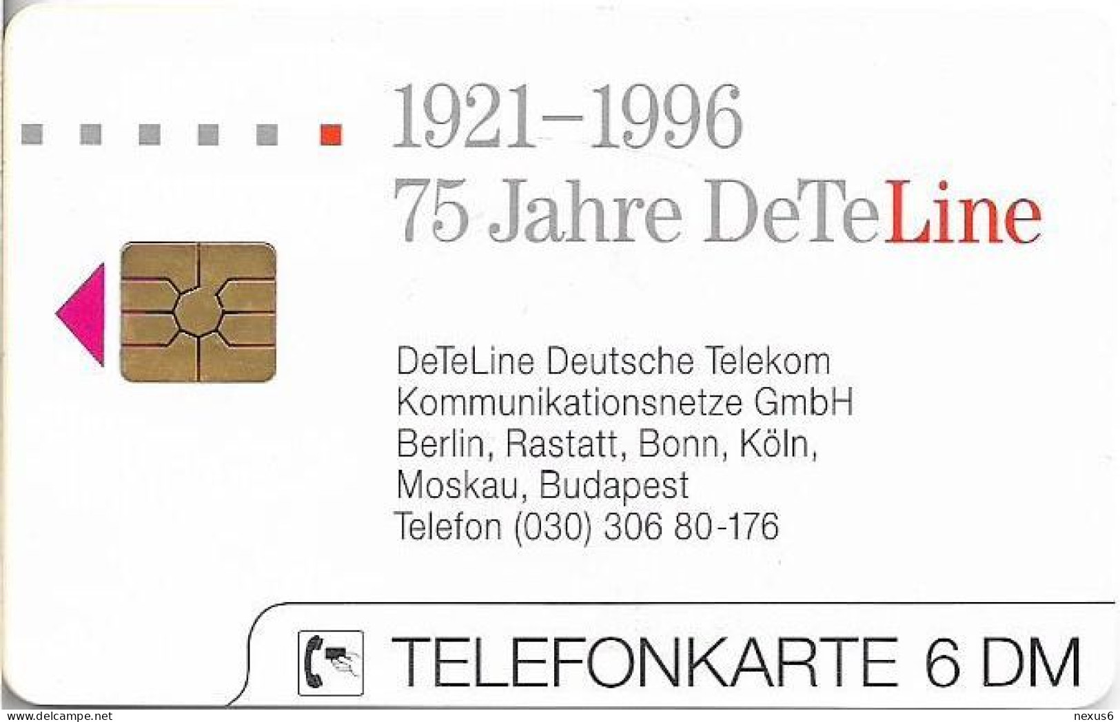 Germany - 75 Jahre DeTeLine - Kommunikatiosnetze - O 0391 - 04.1996, 6DM, 3.000ex, Mint - O-Series: Kundenserie Vom Sammlerservice Ausgeschlossen