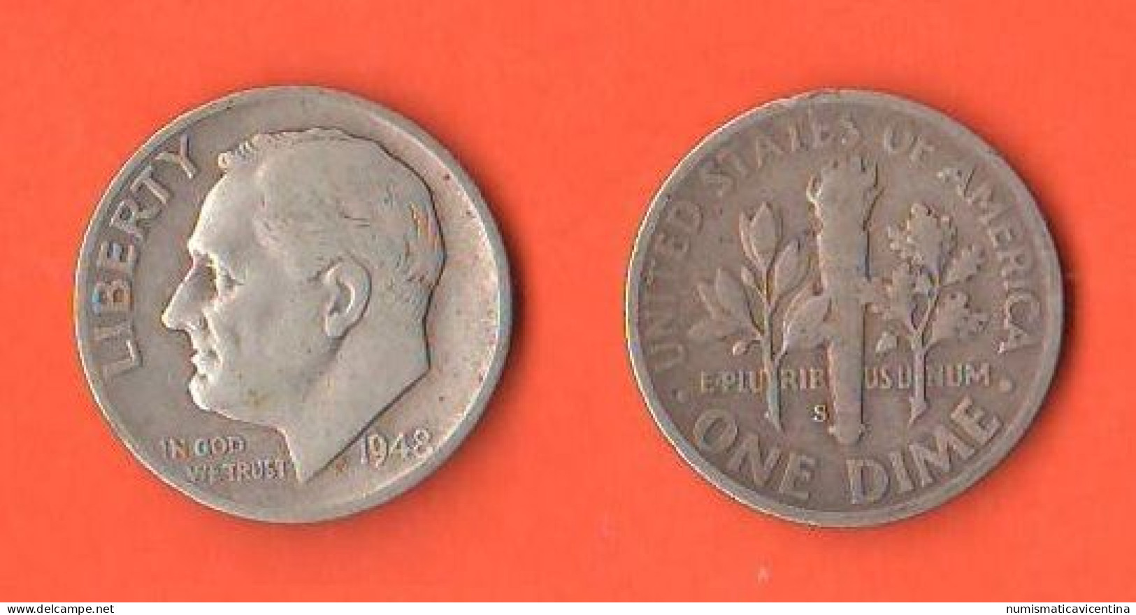 America Dime 1948 S USA 10 Cents Roosevelt  America XXX - 1946-...: Roosevelt