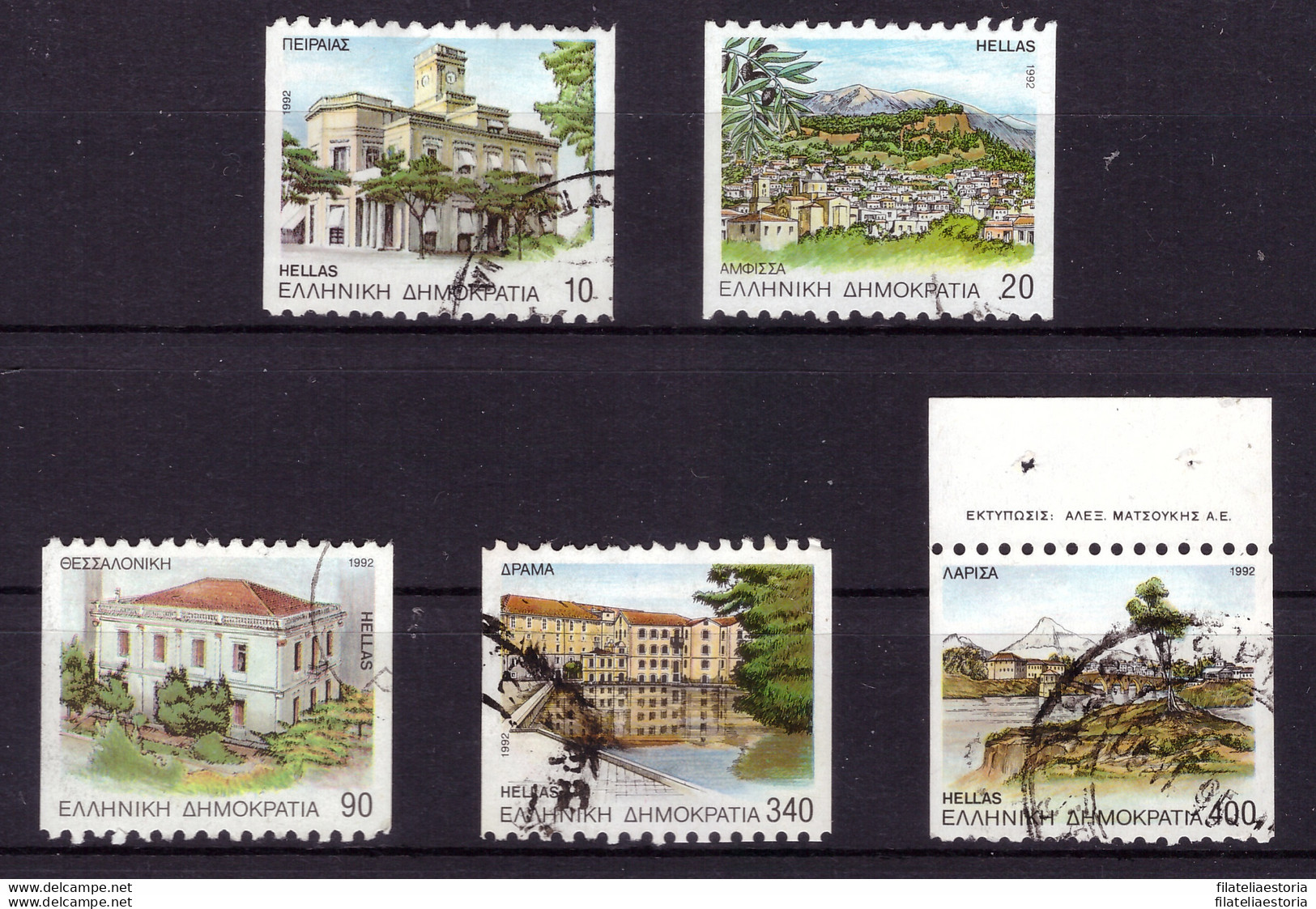 Grèce 1992 - Oblitéré - Bâtiments - Paysages - Michel Nr. 1812C-1813C 1820C 1822C-1823C (gre930) - Gebraucht