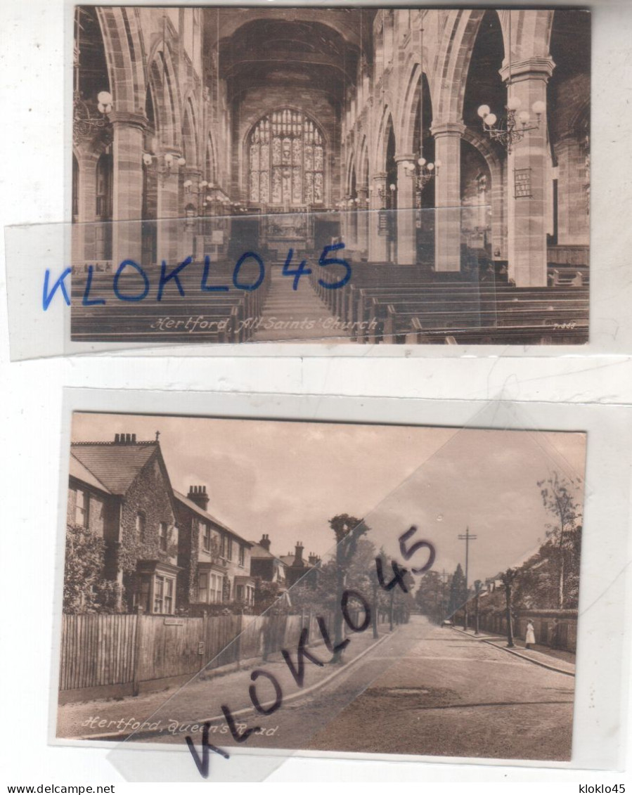 Angleterre - LOT 2 Cartes Photo Hertford All Saints' Church N° 71865 , Queen's Road Vue De Face N° 71854 CPA Rose & Son - Herefordshire