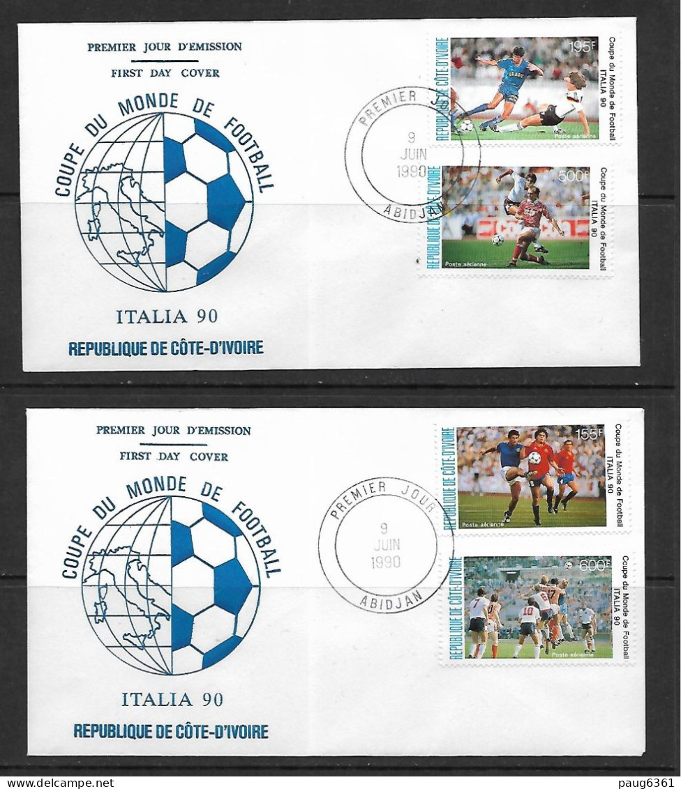 COTE D'IVOIRE 1990 FDC FOOTBALL YVERT  N°A125/128 - 1990 – Italien