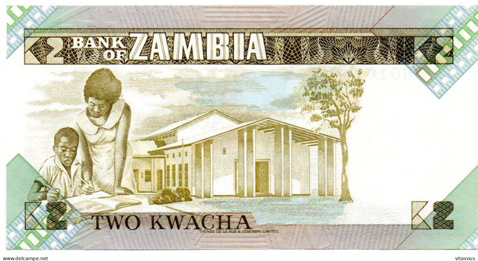 Aigle Eagle Zambie Zambia Billet Banque 2 Kwacha Bank-note Banknote Aigle - Zambie