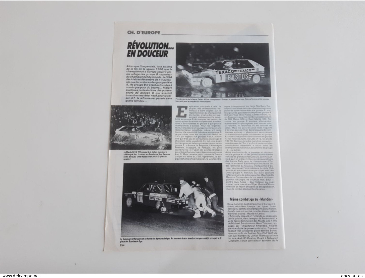 Championnat D'Europe 1987 - Coupure De Presse Automobile - Andere & Zonder Classificatie