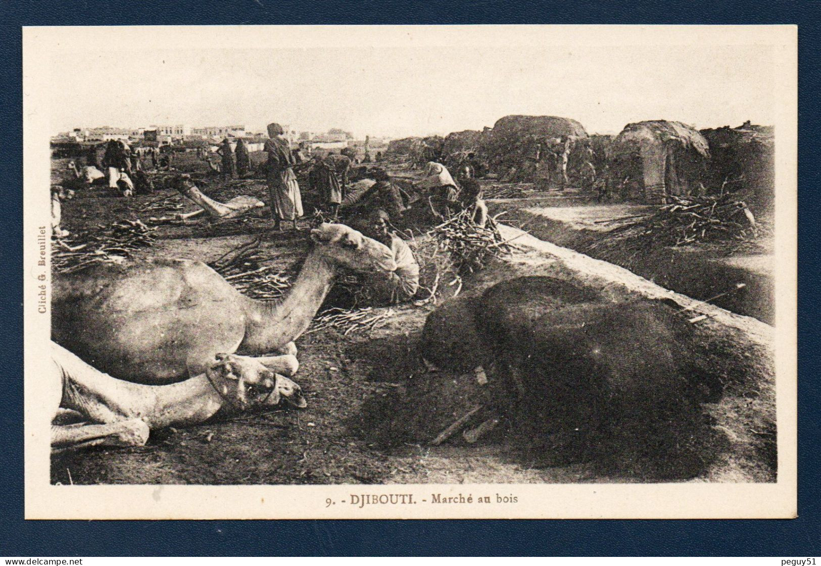 Djibouti. Marché Au Bois, Fagots De Branches. Gourbis, Chameaux. - Gibuti